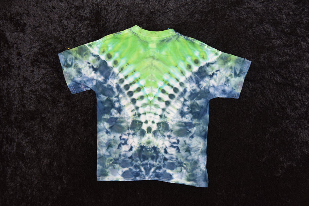 Youth (Size S) T-shirt - Green and Blue "V"