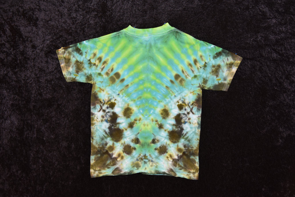Youth (Size M) T-shirt - Green and Brown "V"