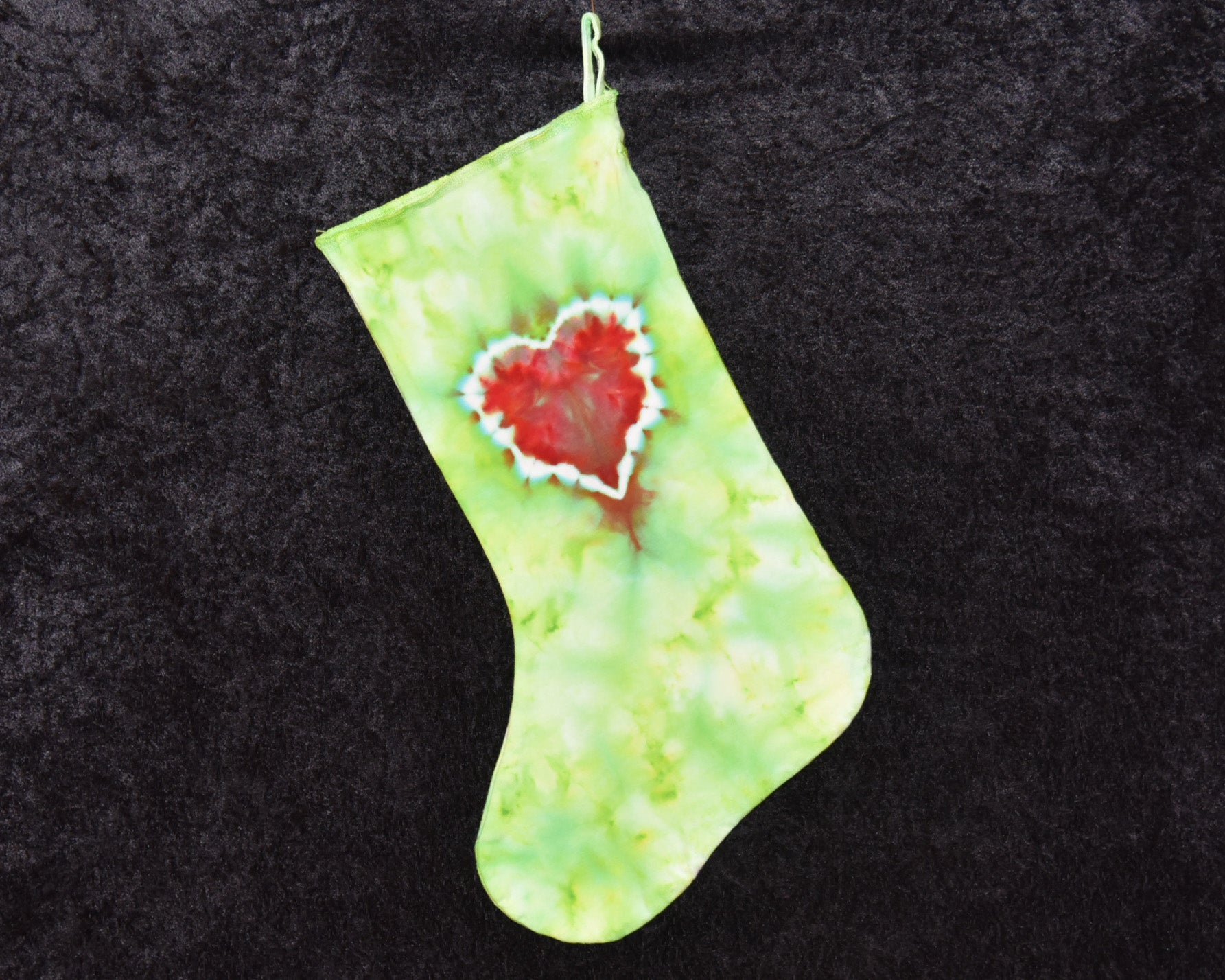 Christmas Stocking - Green with red heart