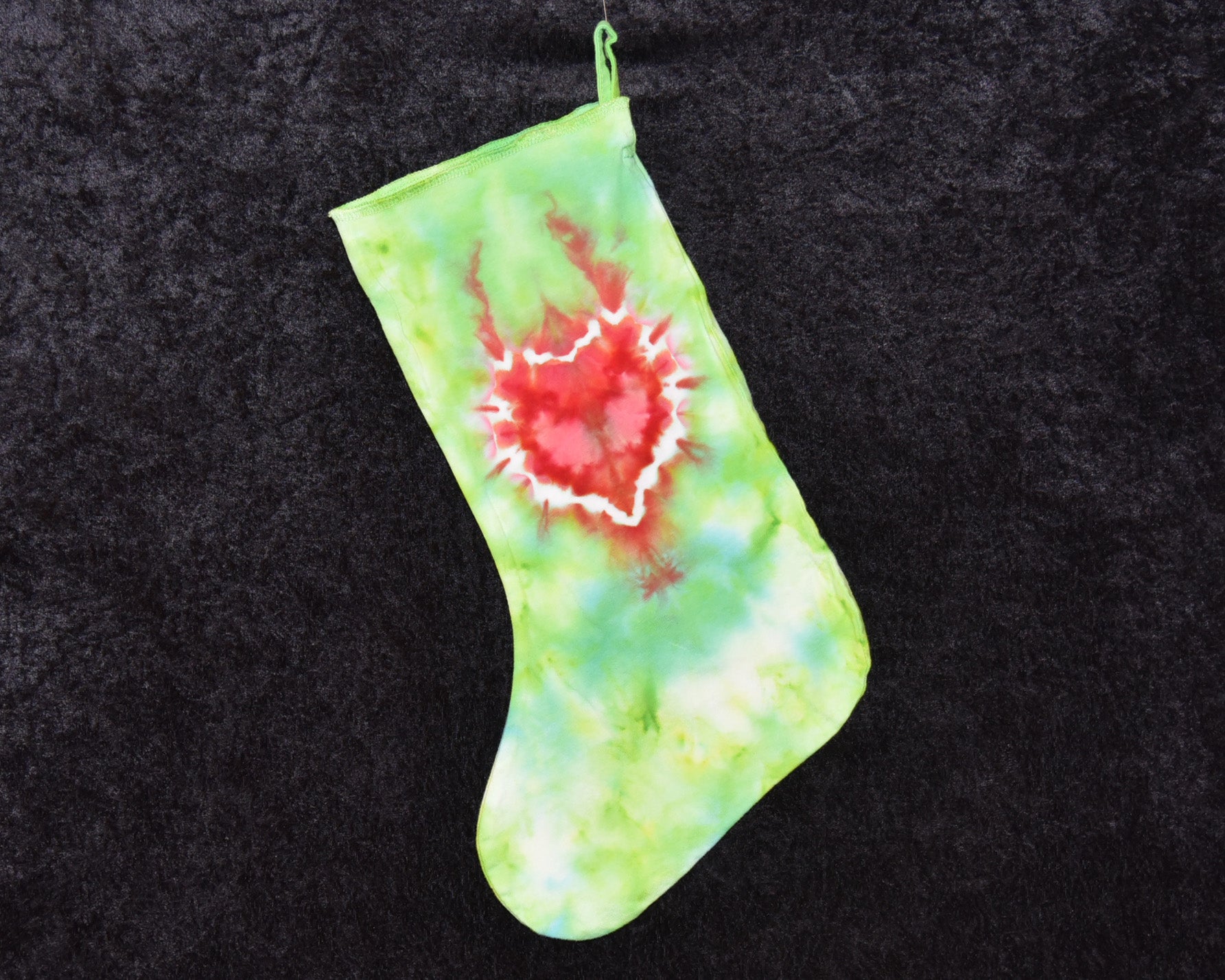 Christmas Stocking - Green with red heart