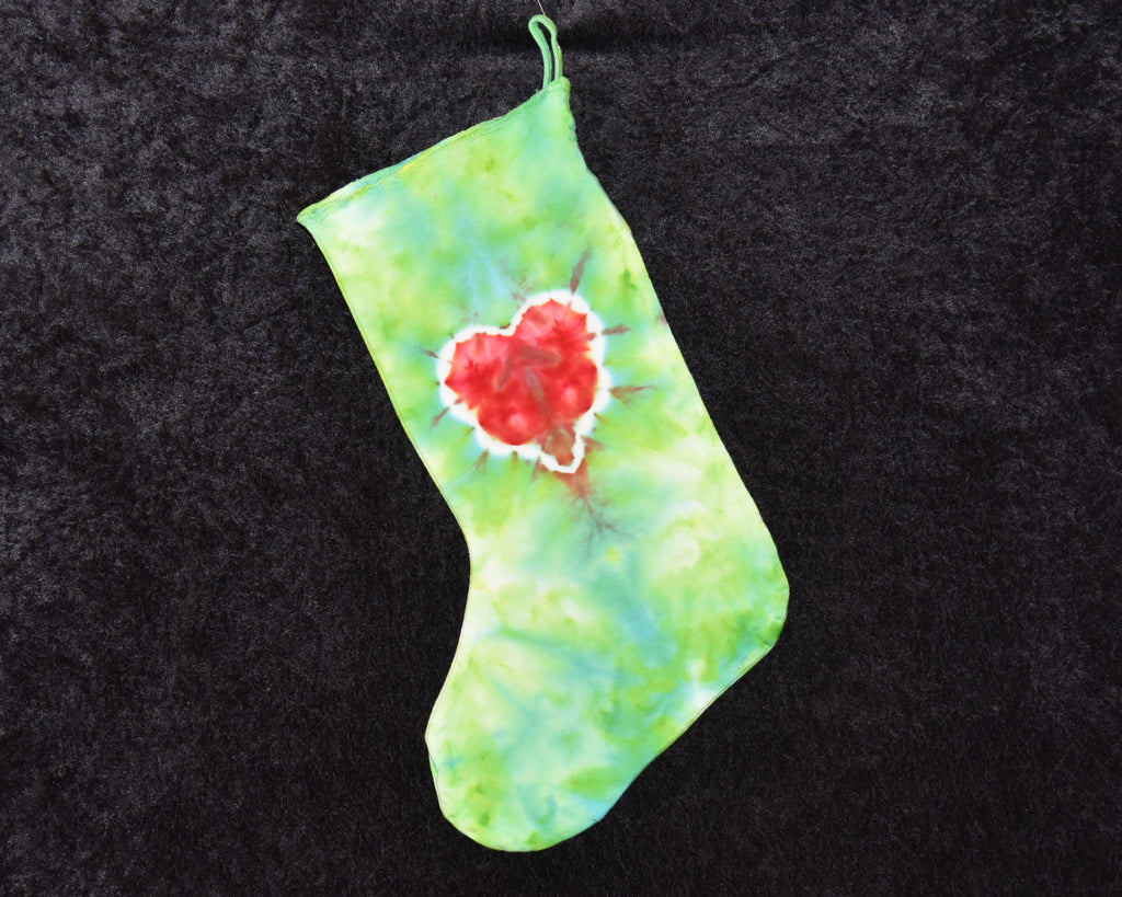 Christmas Stocking - Green with red heart