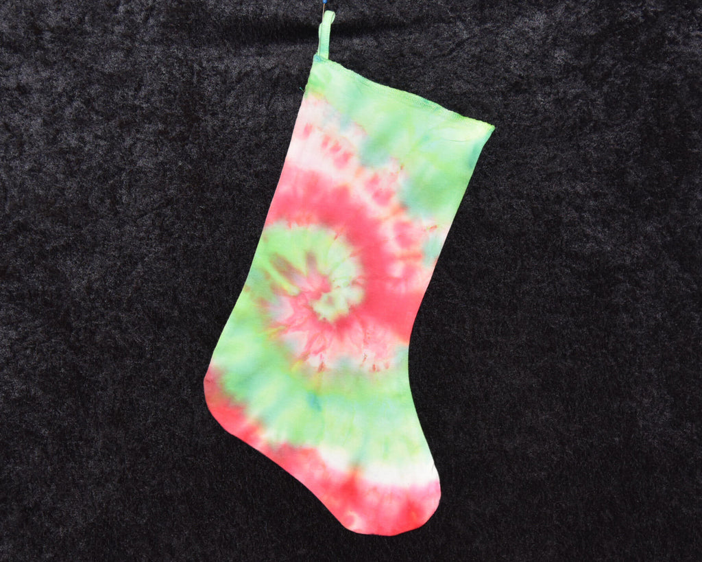 Christmas Stocking - Red Green Spiral