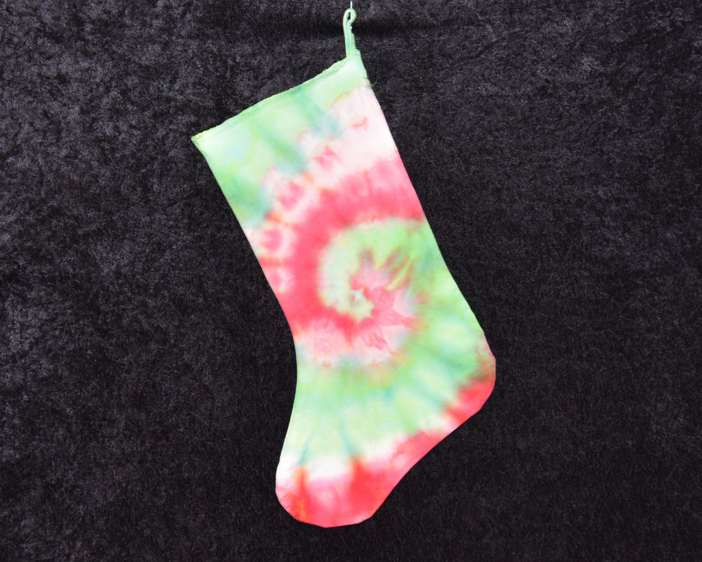 Christmas Stocking - Red Green Spiral