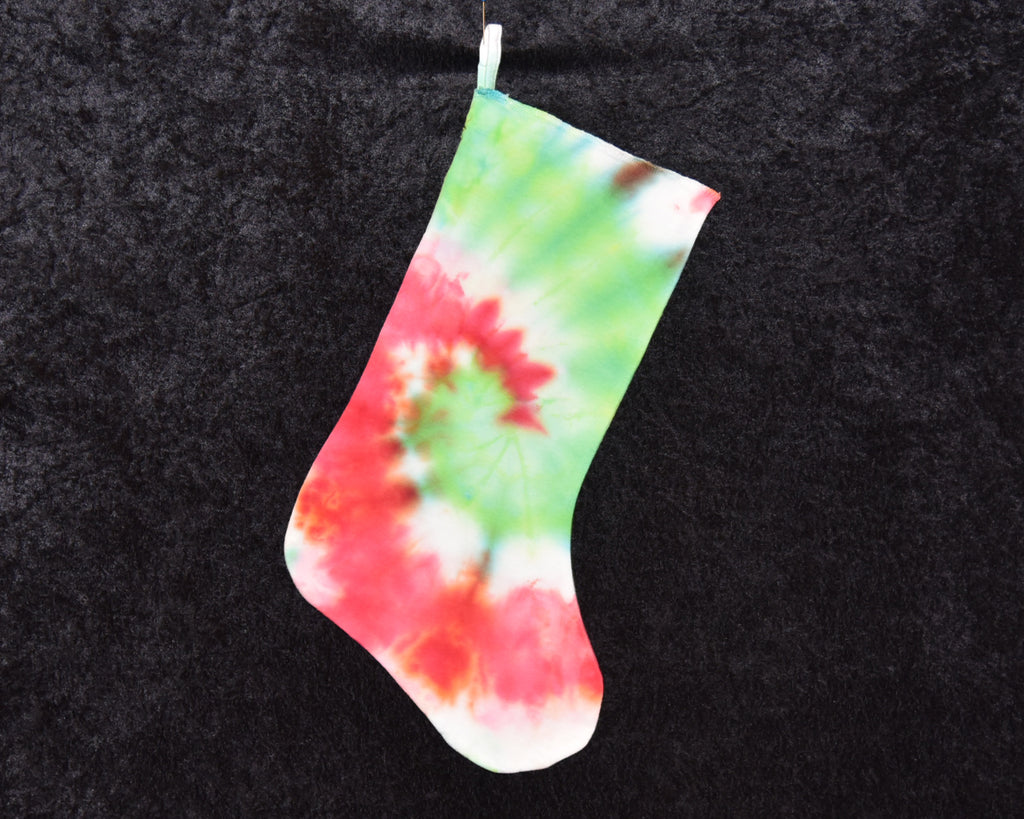 Christmas Stocking - Red Green Spiral