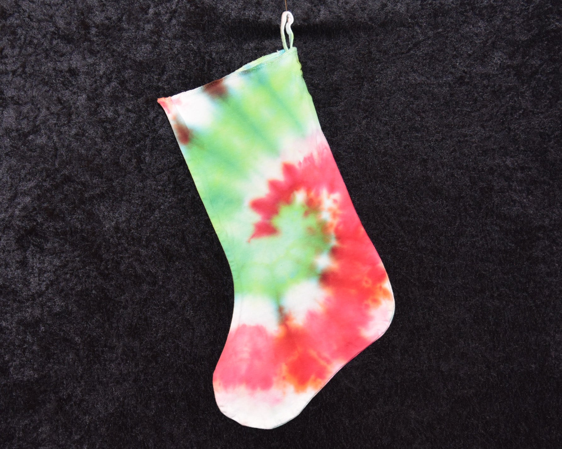 Christmas Stocking - Red Green Spiral