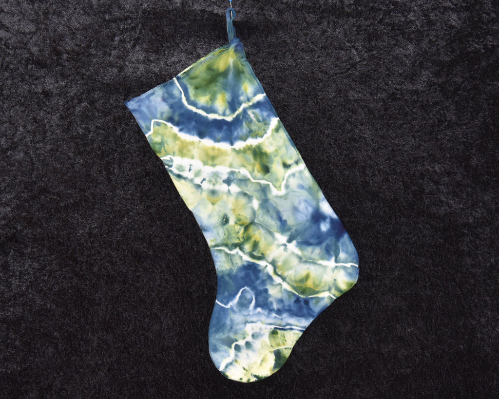 Christmas Stocking - Green Blue Geode