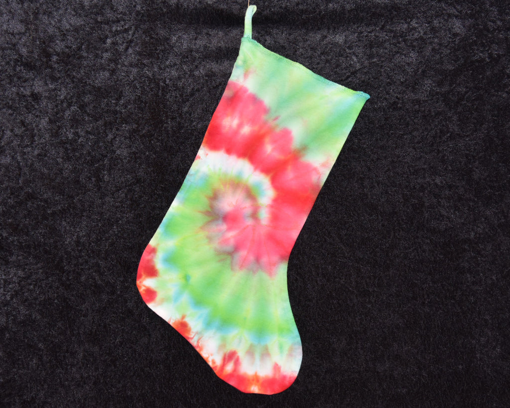Christmas Stocking - Red Green Spiral