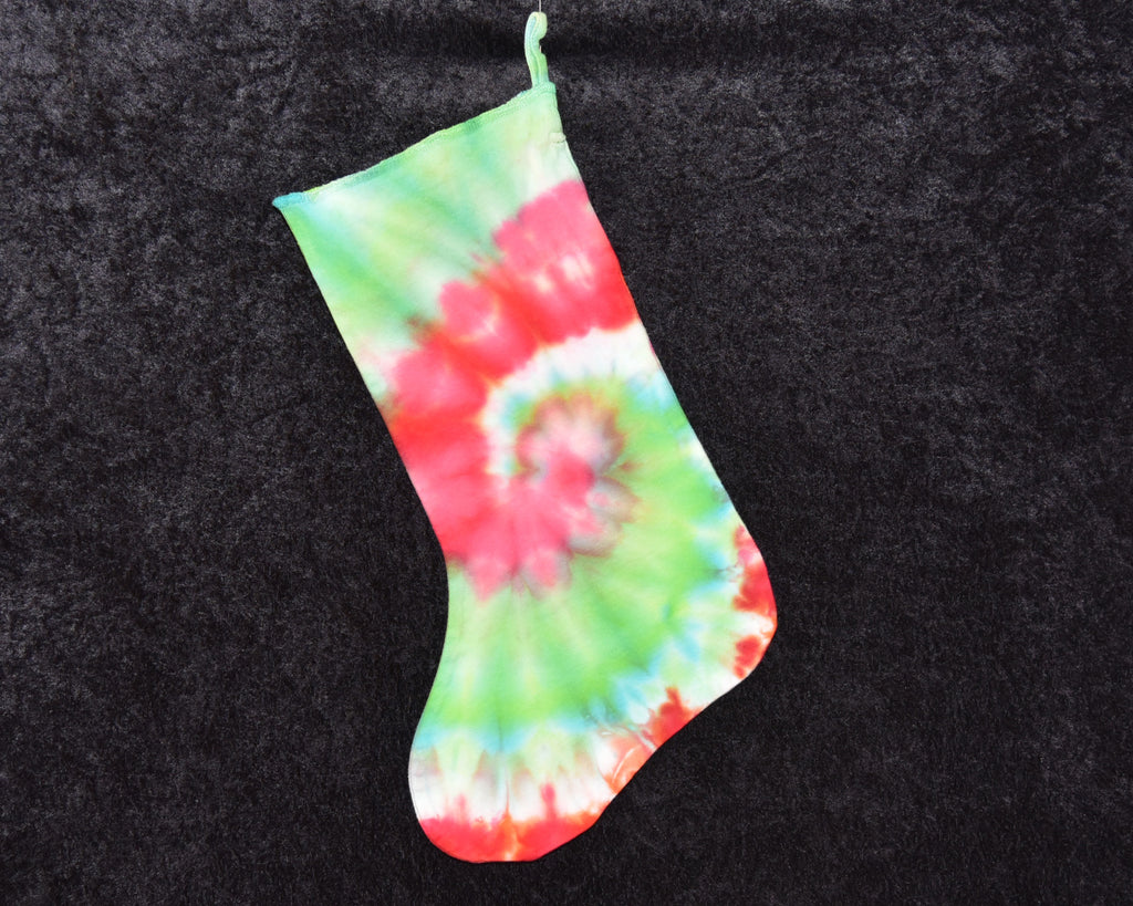 Christmas Stocking - Red Green Spiral