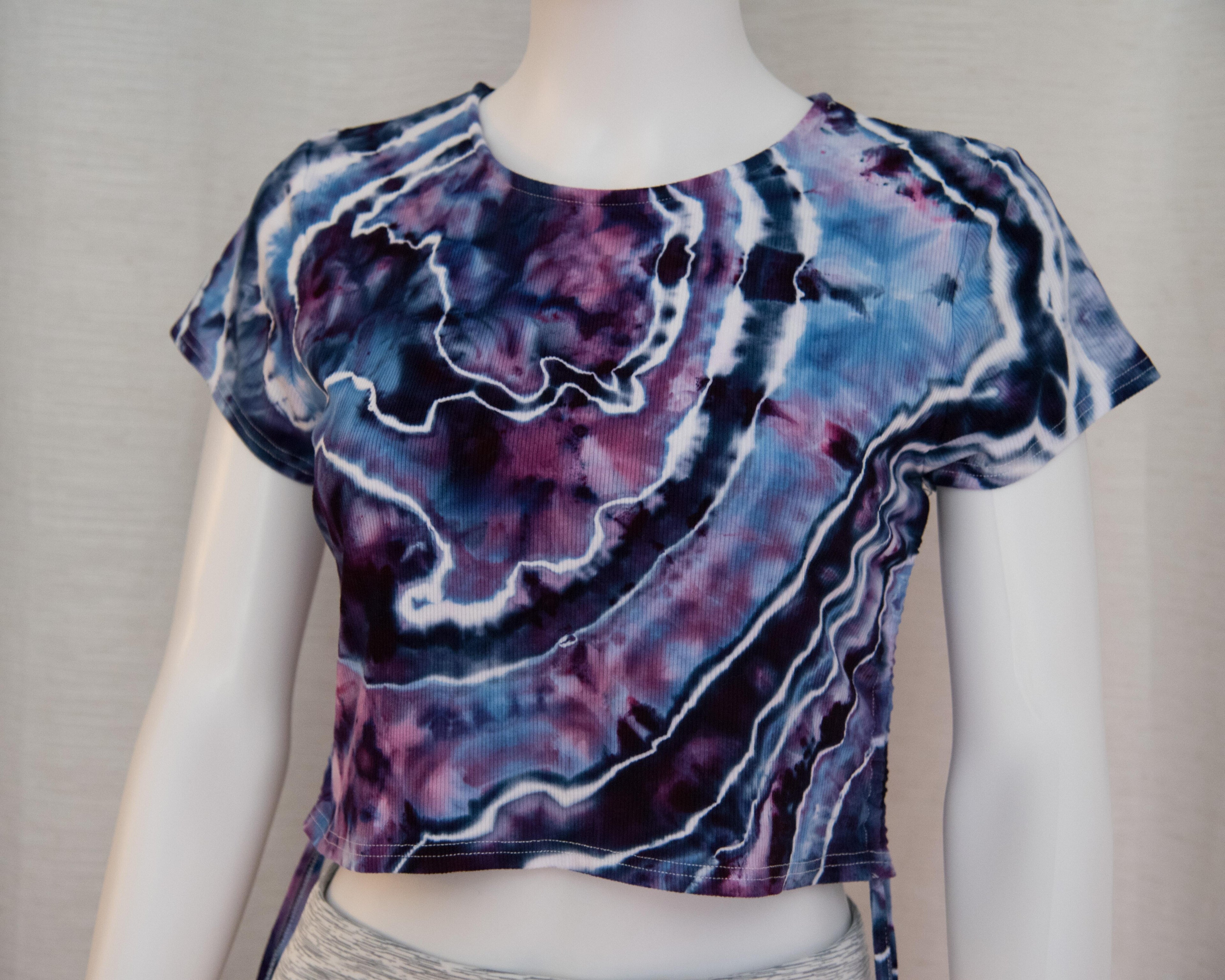 Drawstring Crop Top - XL - Blue, Purple