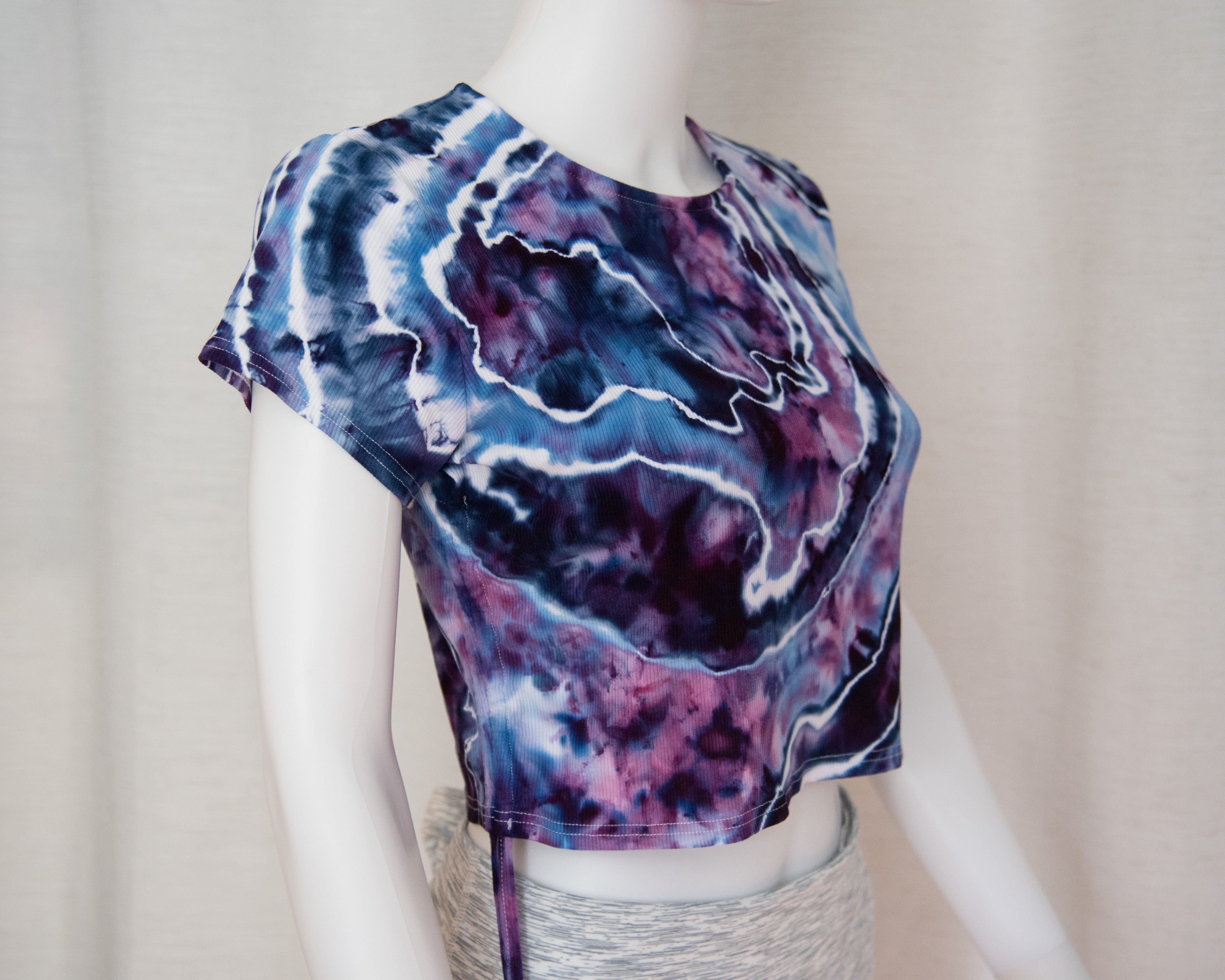 Drawstring Crop Top - XL - Blue, Purple