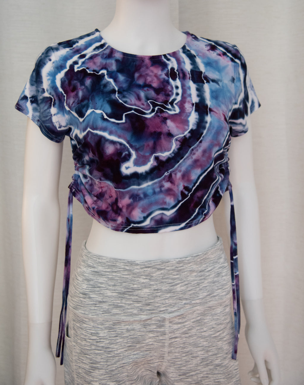 Drawstring Crop Top - XL - Blue, Purple