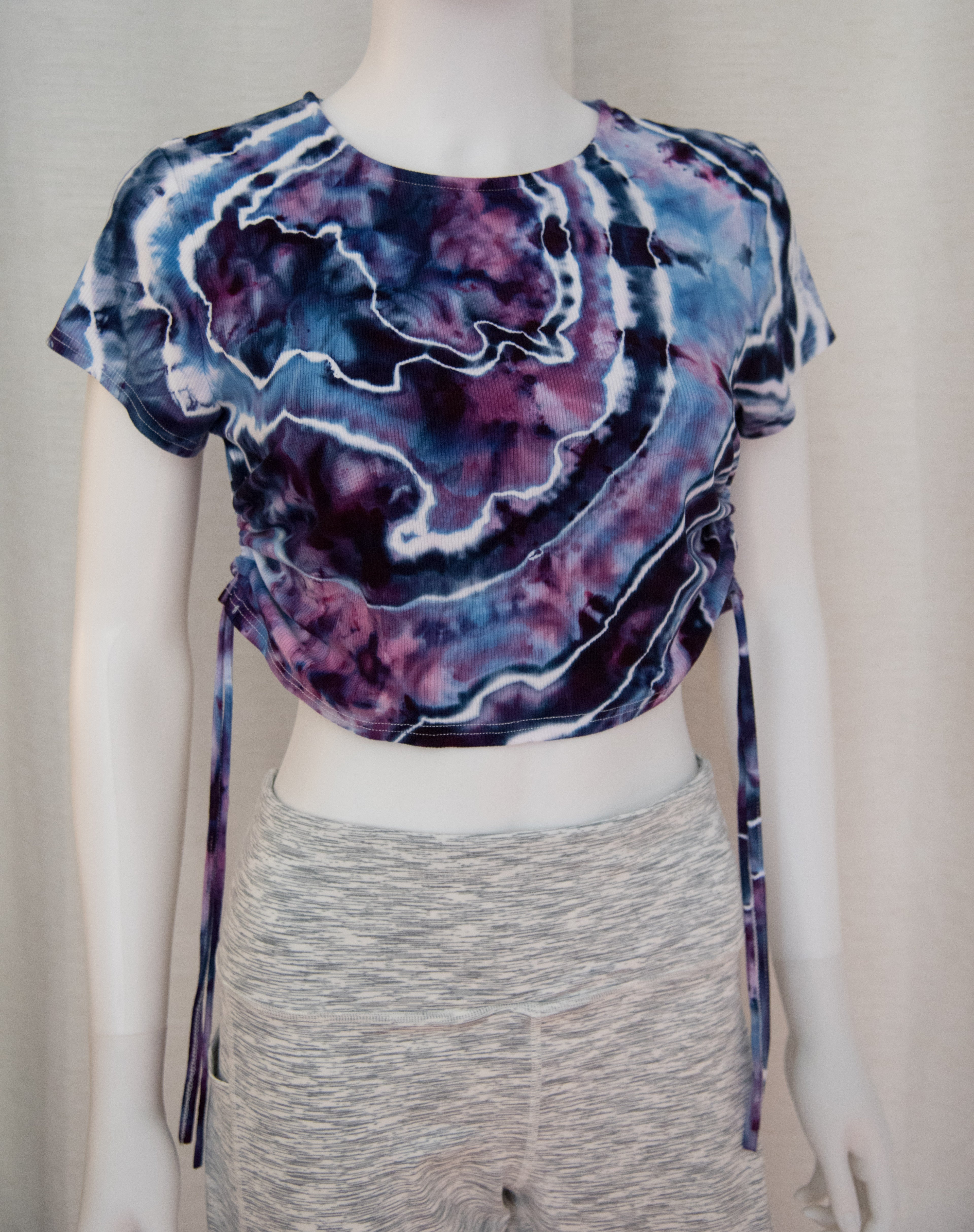 Drawstring Crop Top - XL - Blue, Purple