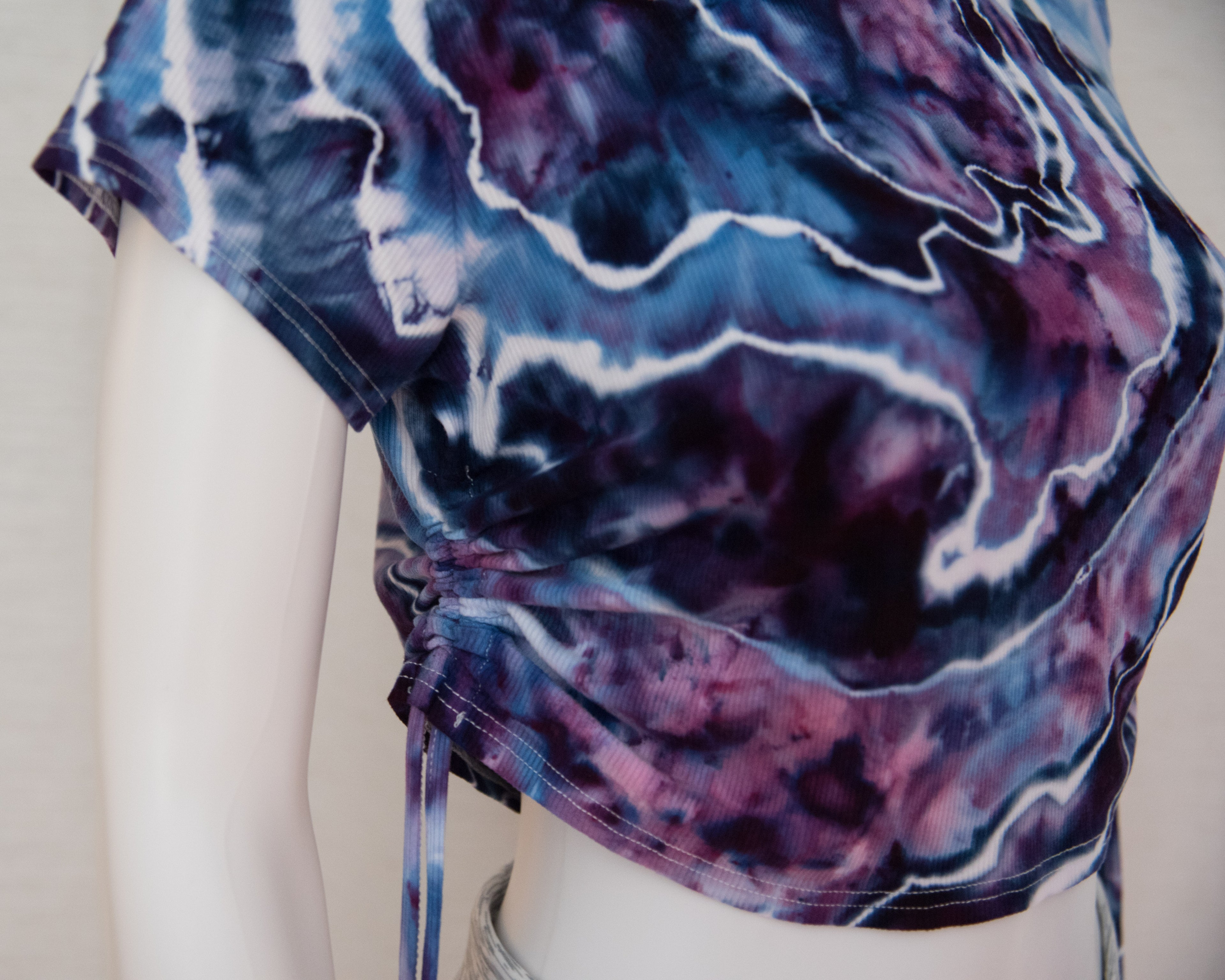 Drawstring Crop Top - XL - Blue, Purple