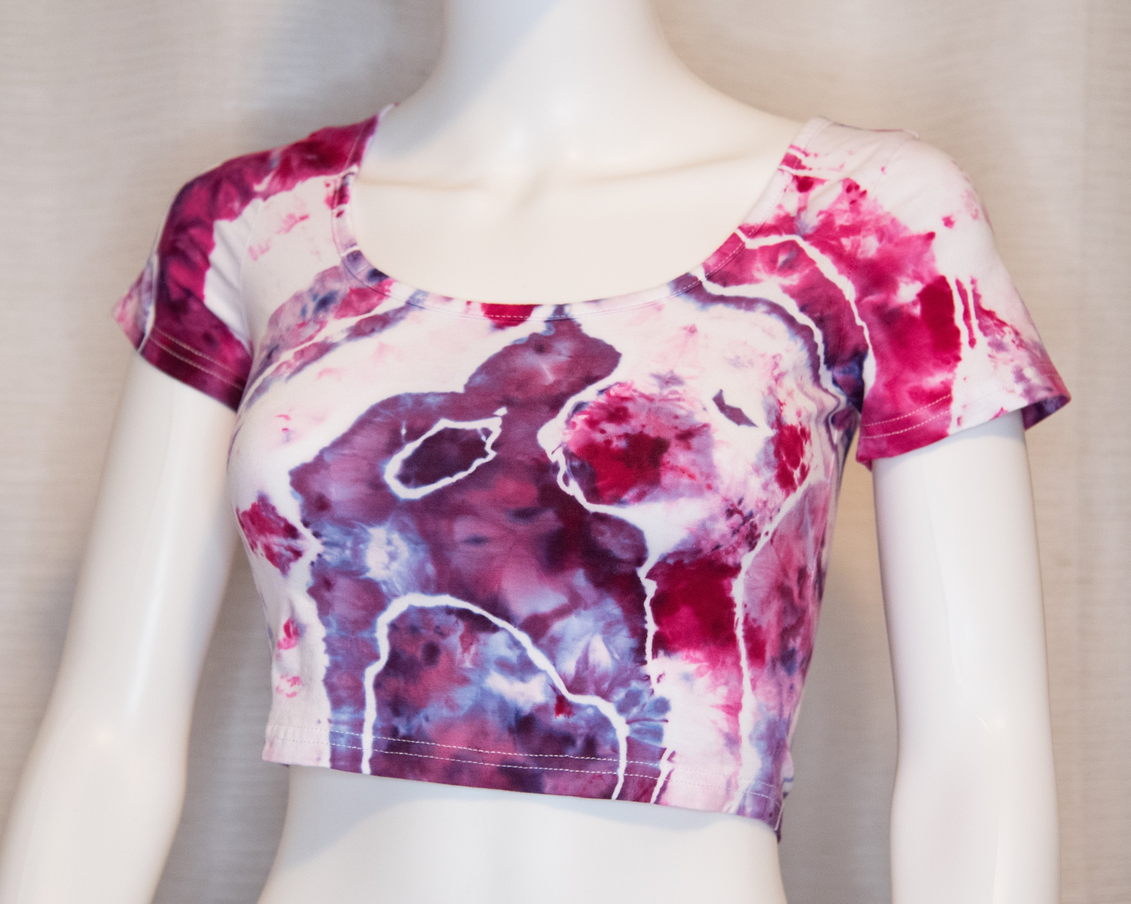 Crop Top - XS - Purple, Pink Geode