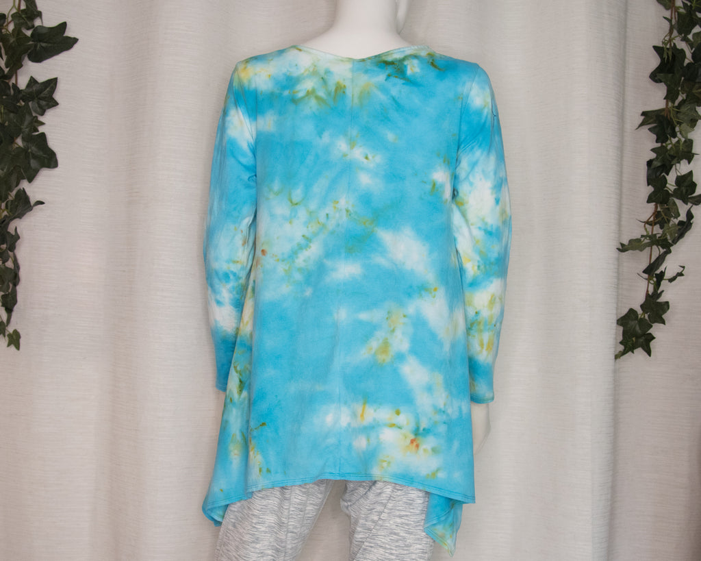 M - Asymmetric Women's Shirt - Blue Green - Tear Drops