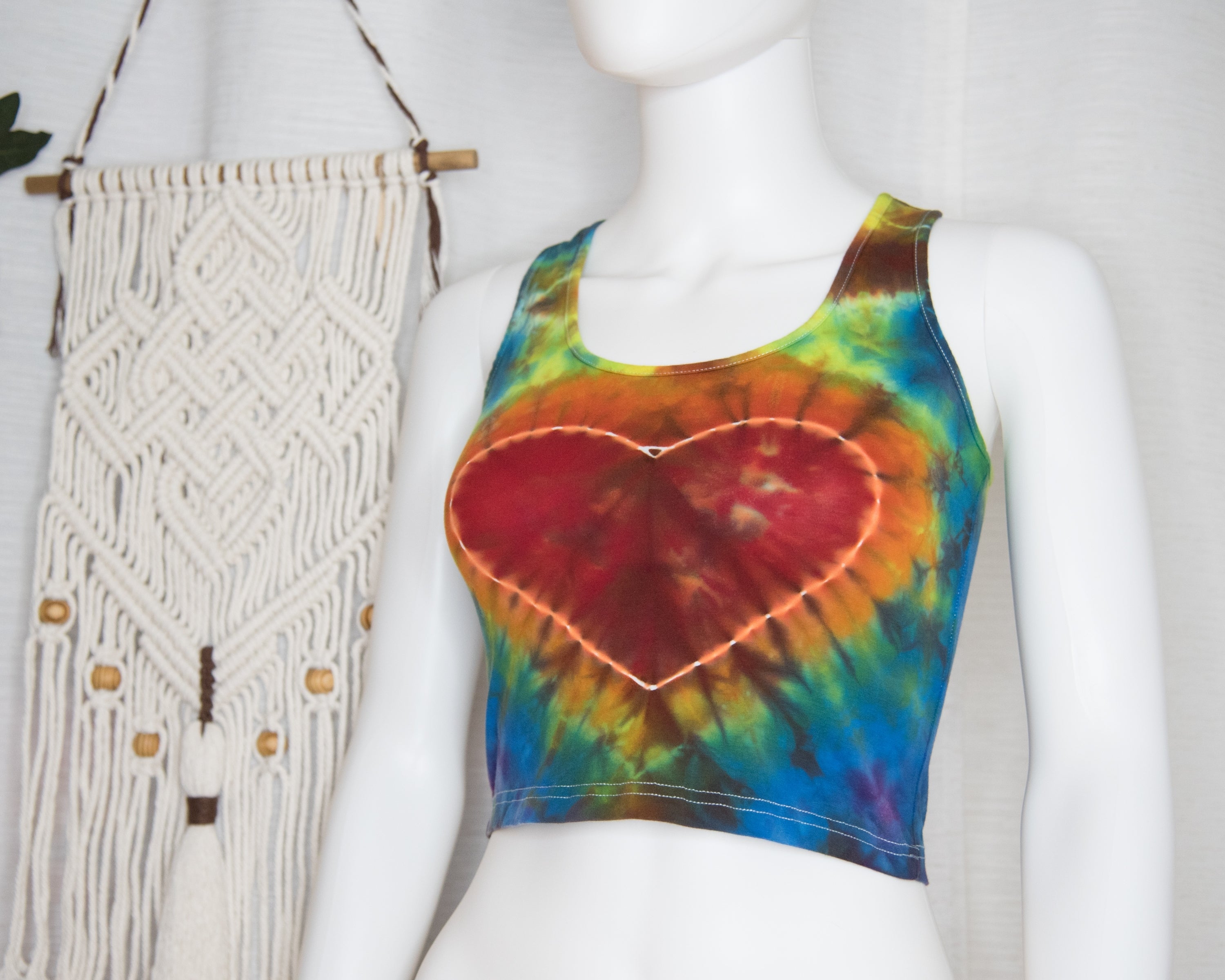 Racer-back Crop Top - S - Rainbow Heart