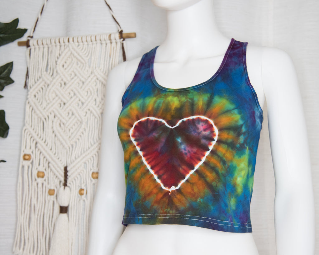 Racer-back Crop Top - XL - Rainbow Heart