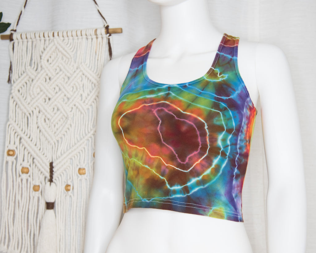 Racer-back Crop Top - S - Rainbow Geode