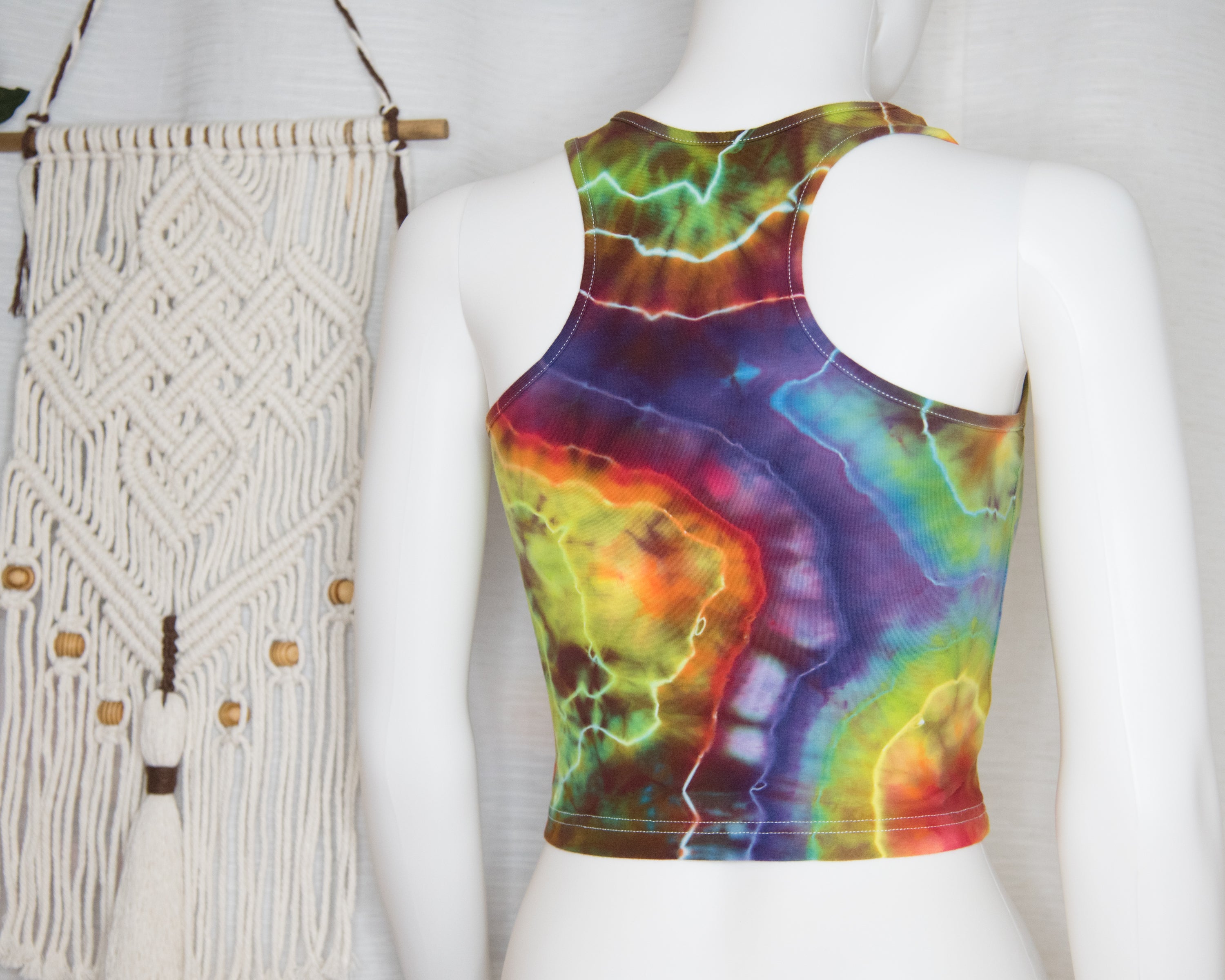 Racer-back Crop Top - S - Rainbow Geode