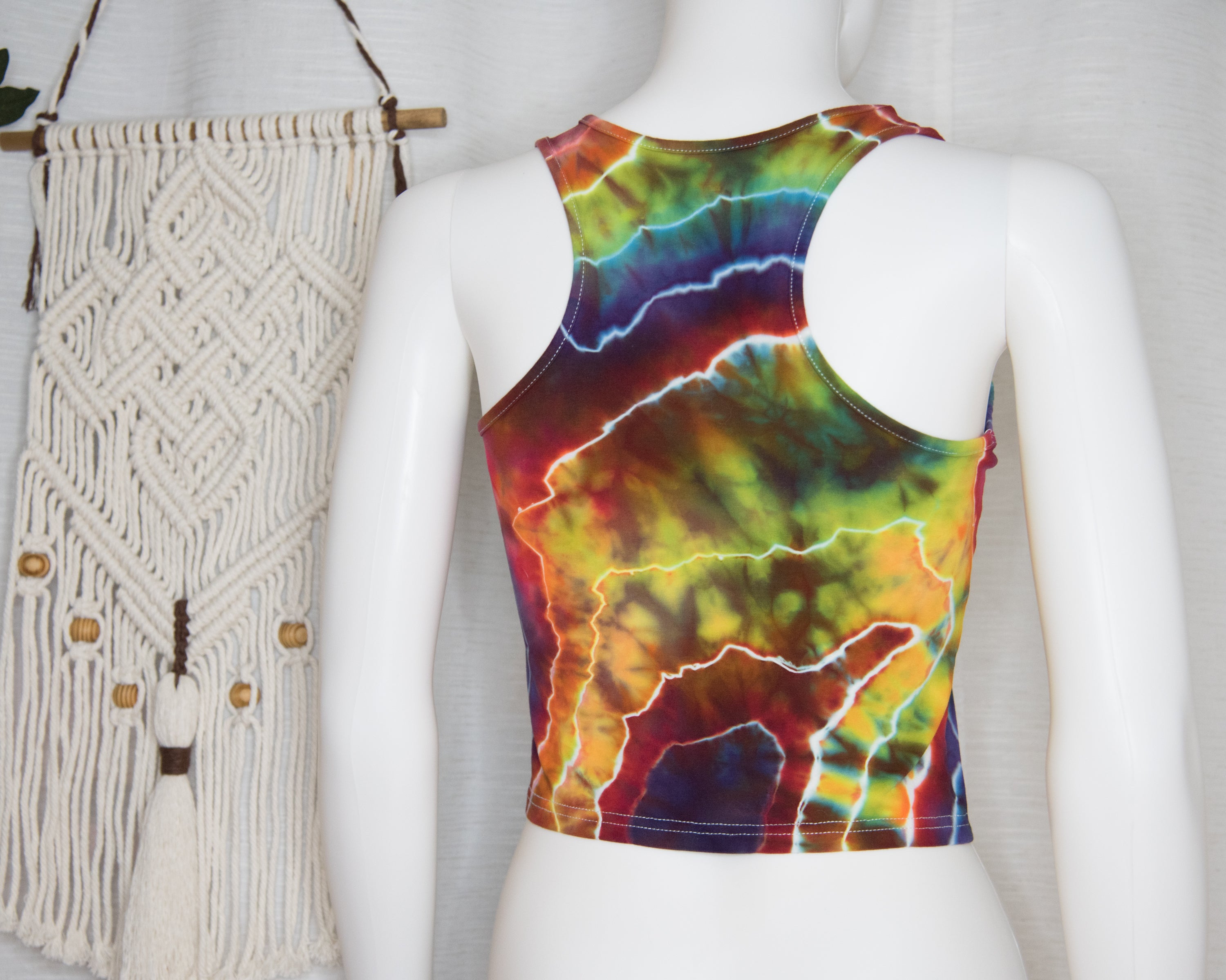 Racer-back Crop Top - M - Rainbow Geode