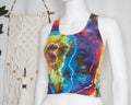 Racer-back Crop Top - L - Rainbow geode