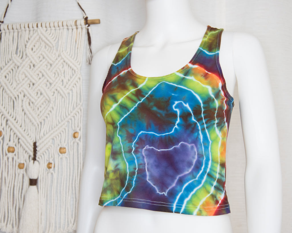 Racer-back Crop Top - XL - Rainbow Geode