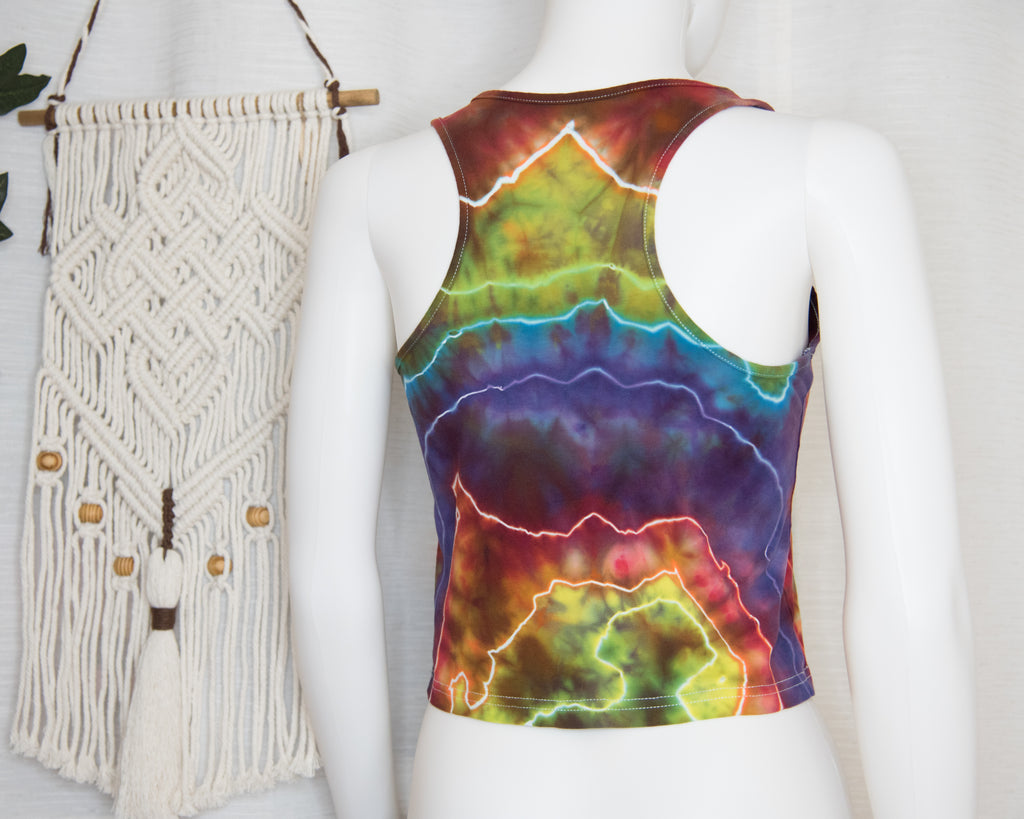Racer-back Crop Top - XL - Rainbow Geode