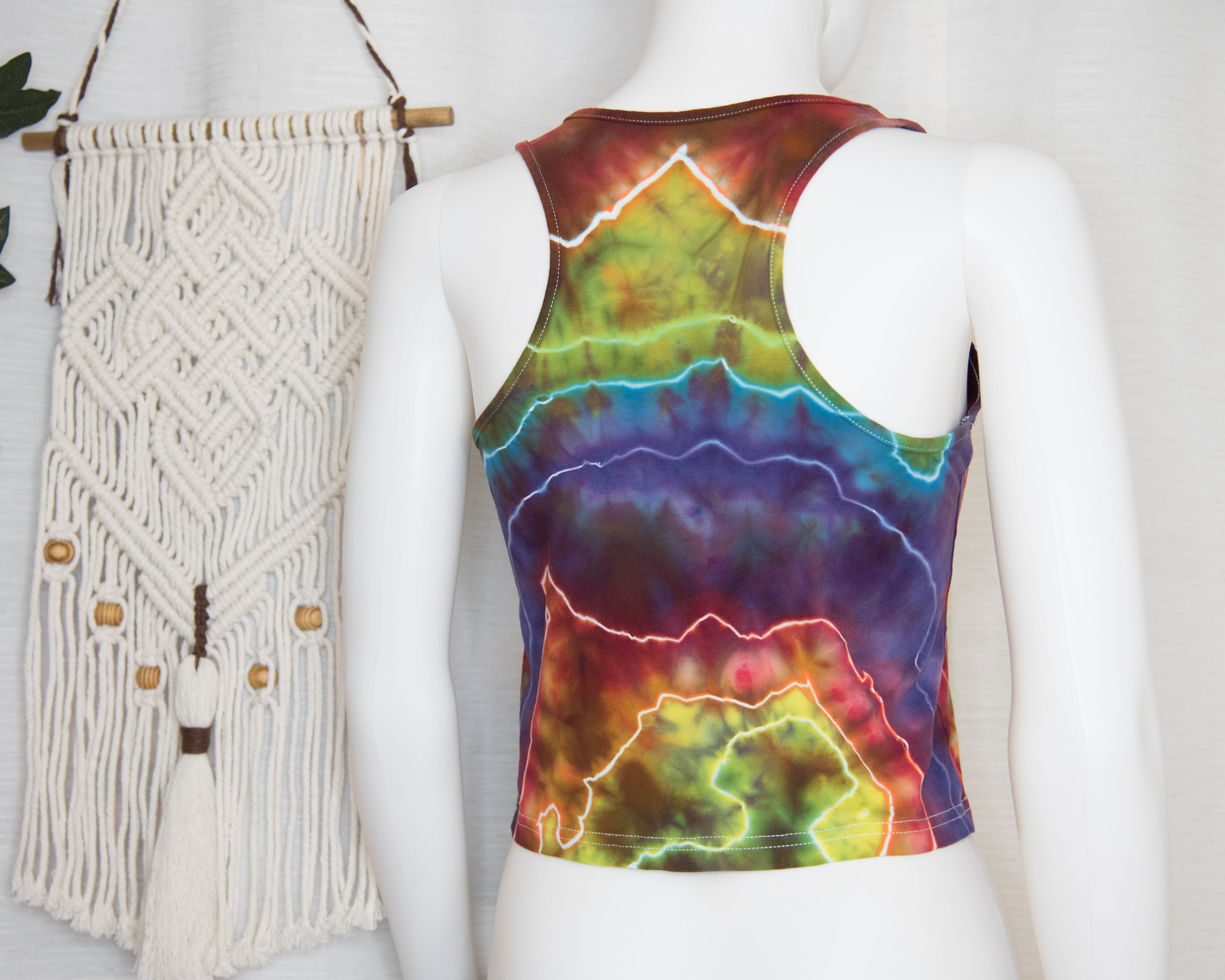 Racer-back Crop Top - XL - Rainbow Geode