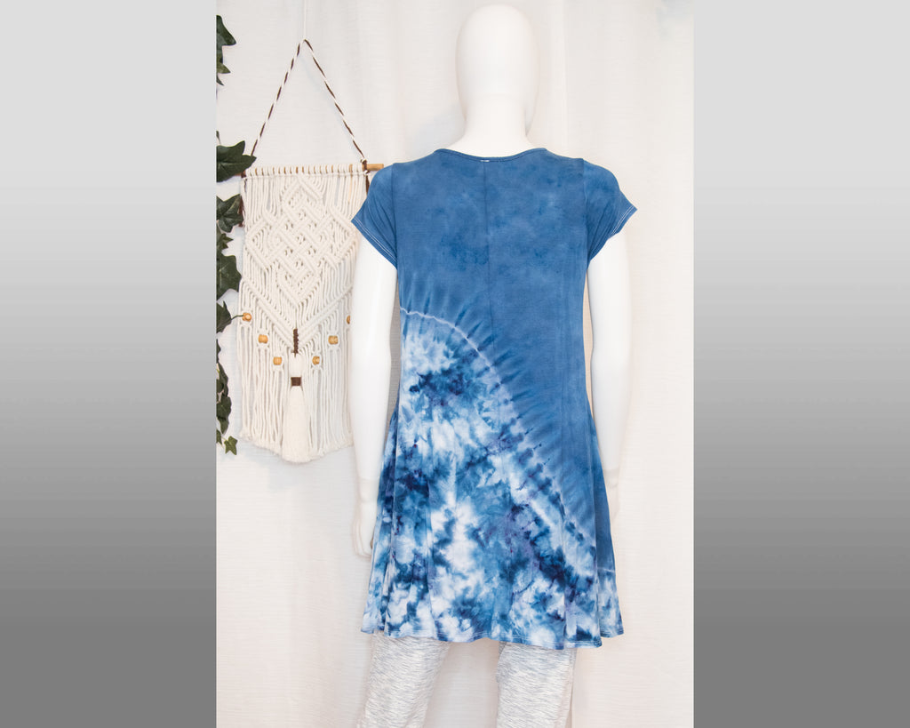 Short Sleeve Dress - Small - Blue