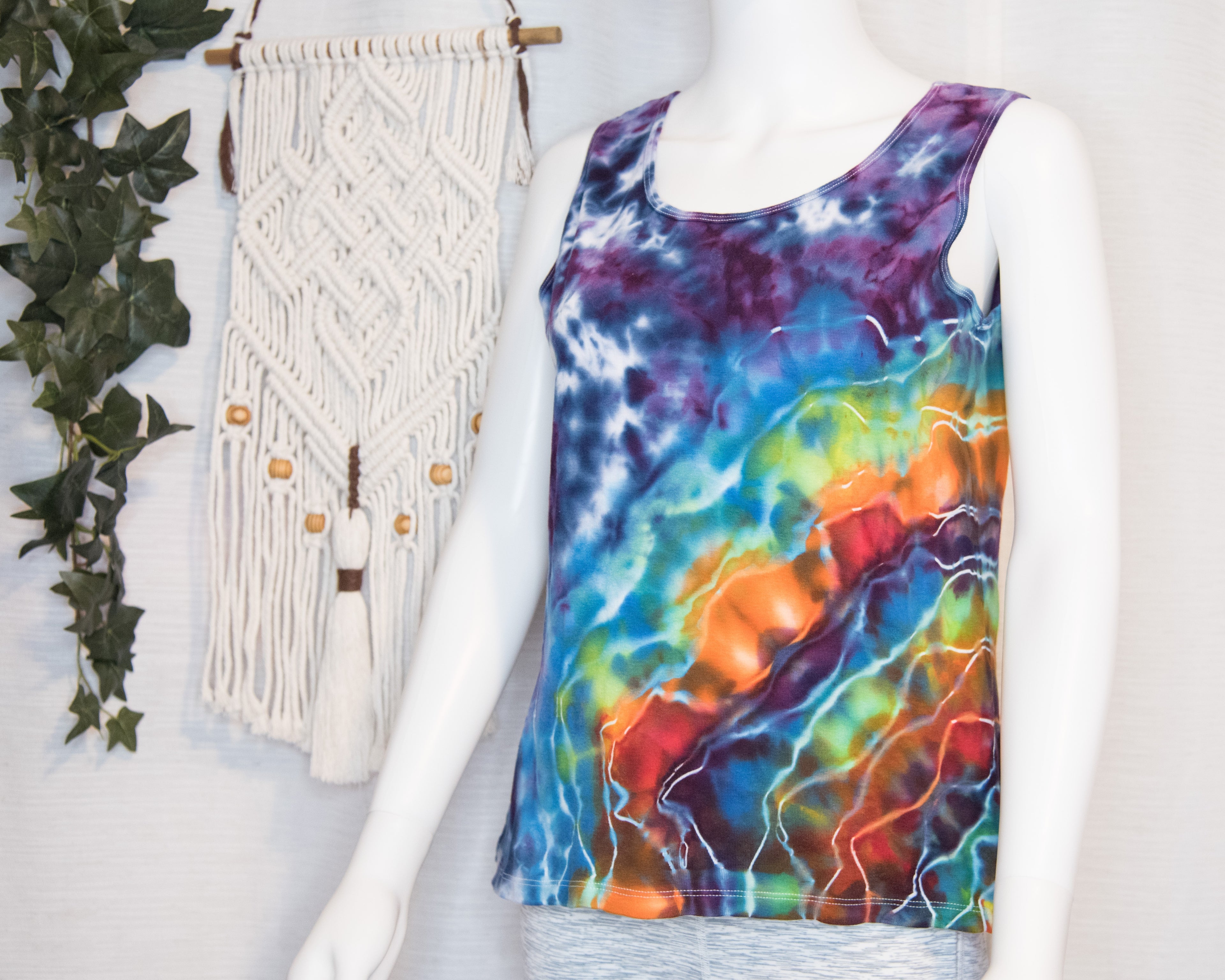 Women's Tank Top - Large - Purple with Rainbow Mandala