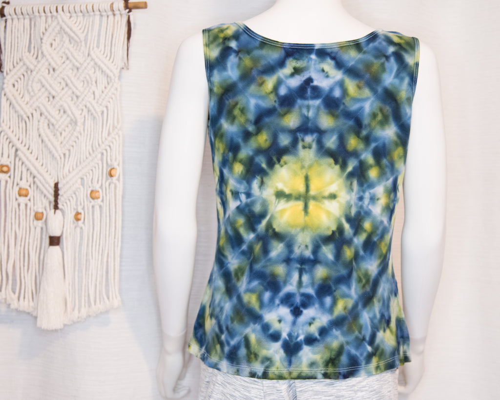 Women's Tank Top - Large - Blue Green Diamond