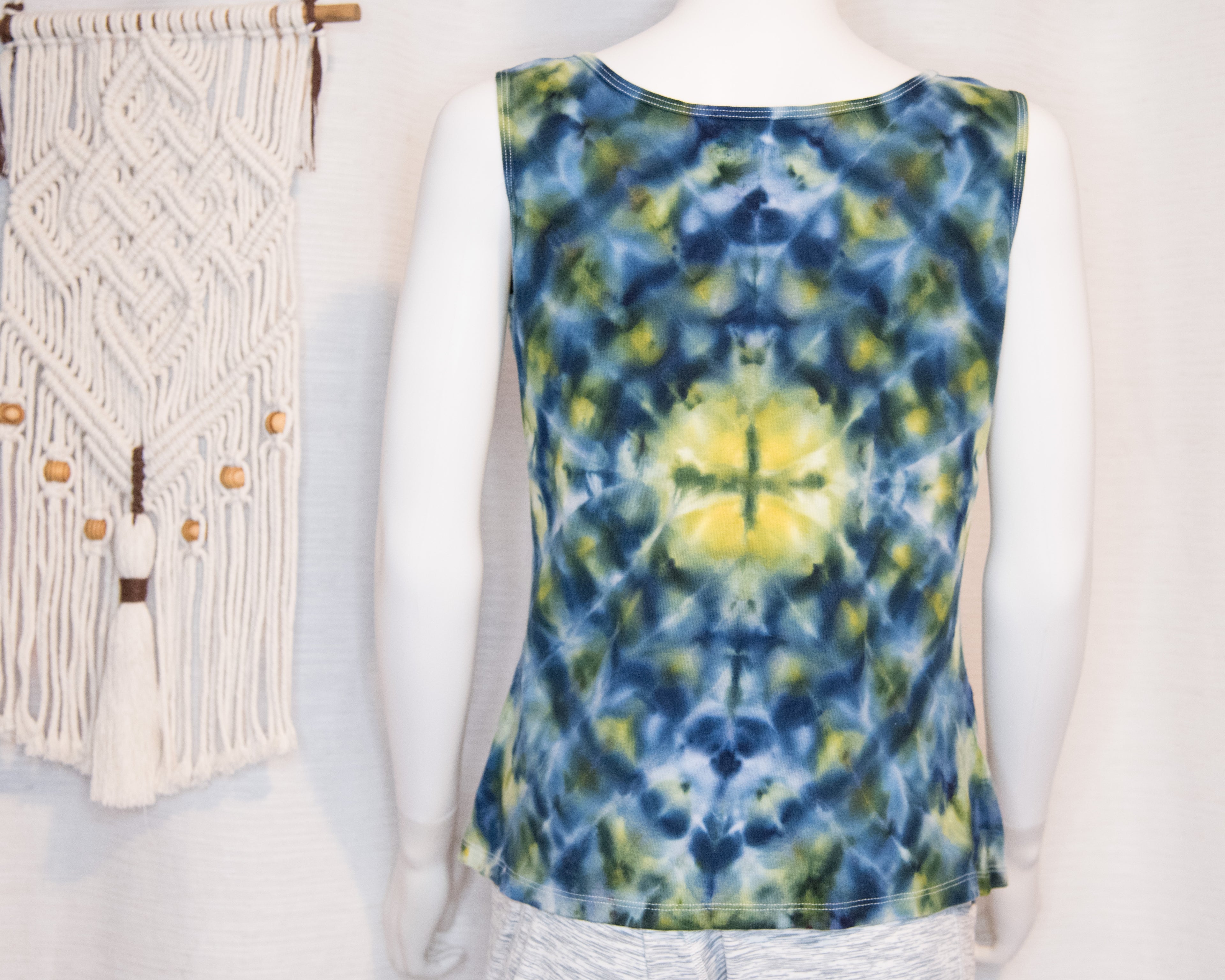 Women's Tank Top - Large - Blue Green Diamond