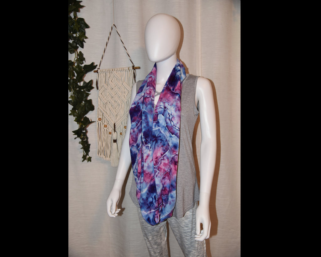 Circular Rayon Infinity Scarf - Pink Purple Geode