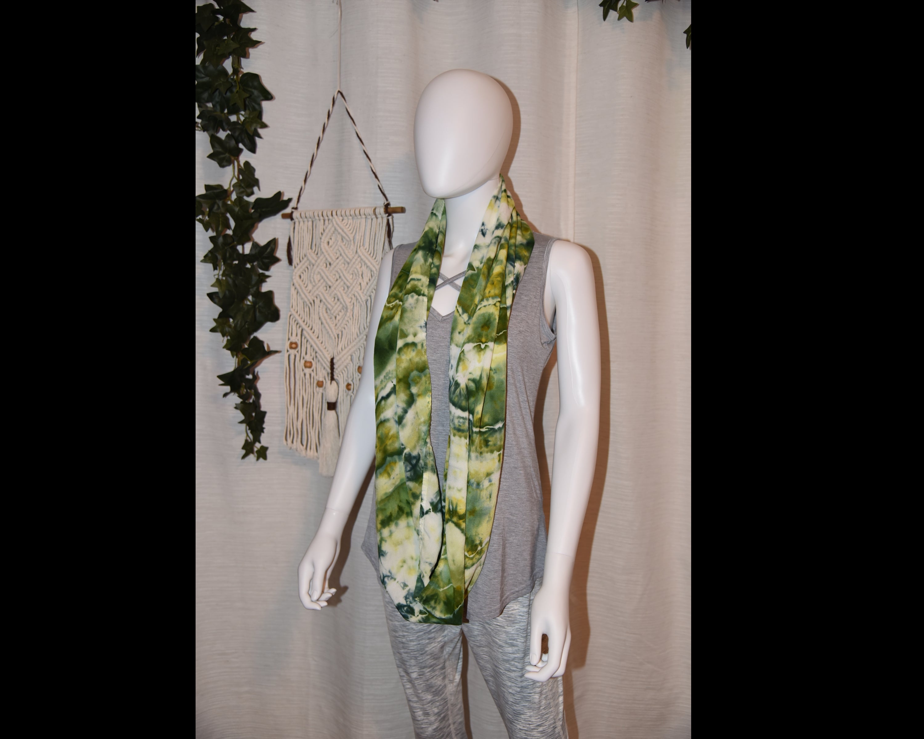 Circular Rayon Infinity Scarf - Greens