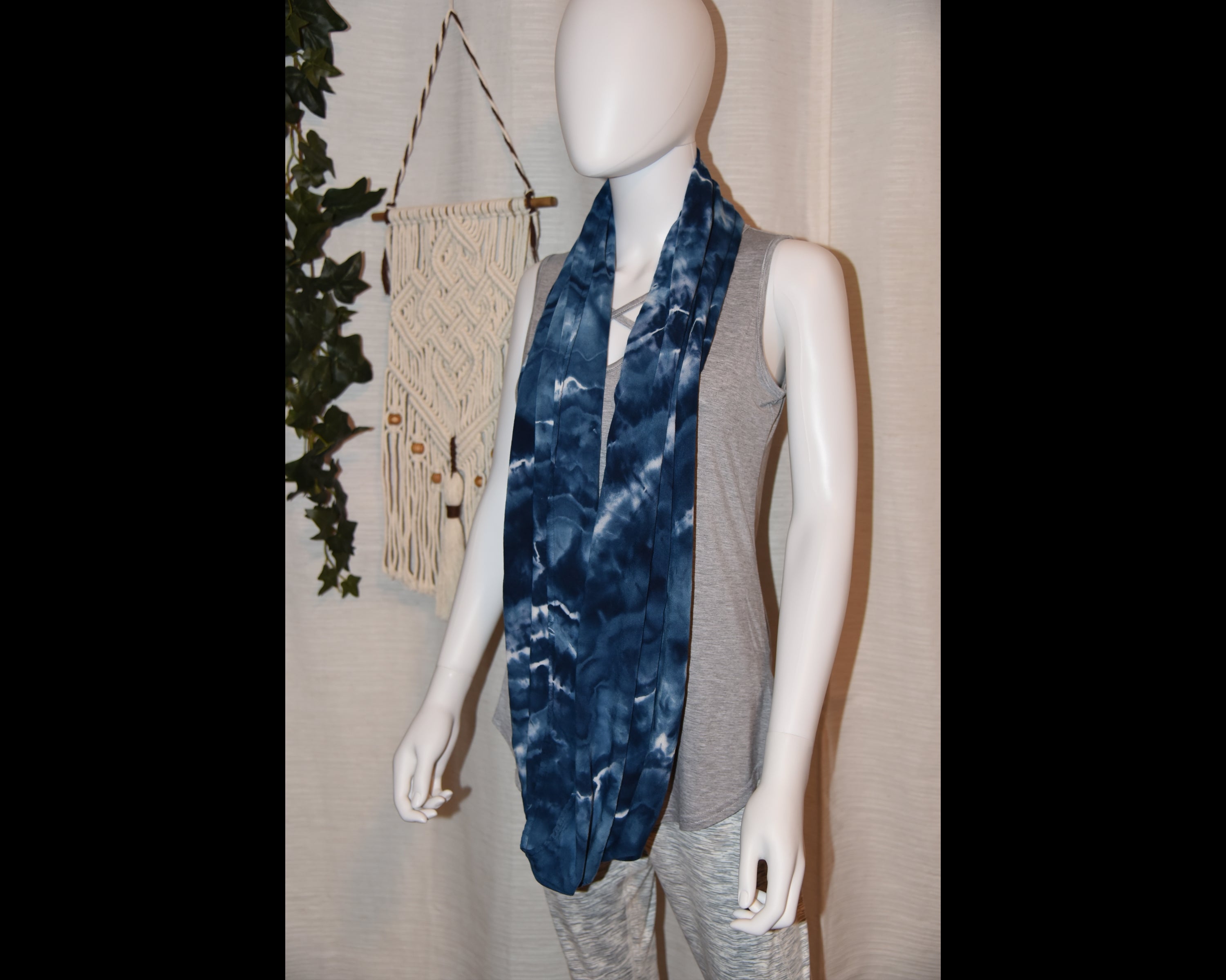 Circular Rayon Infinity Scarf - Dark Blue