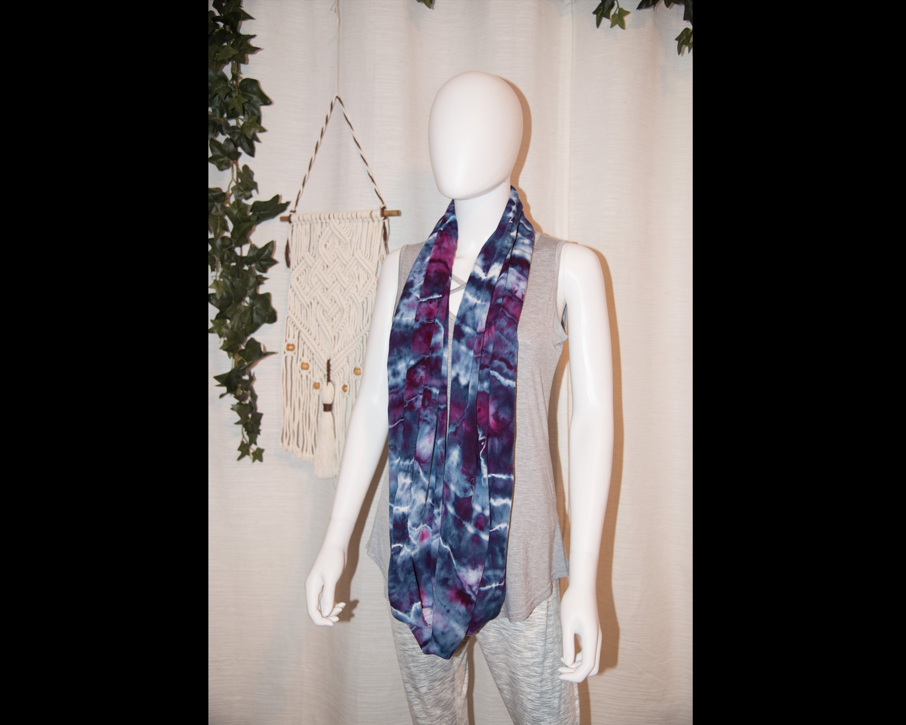 Circular Rayon Infinity Scarf - Dark Blue & Purple