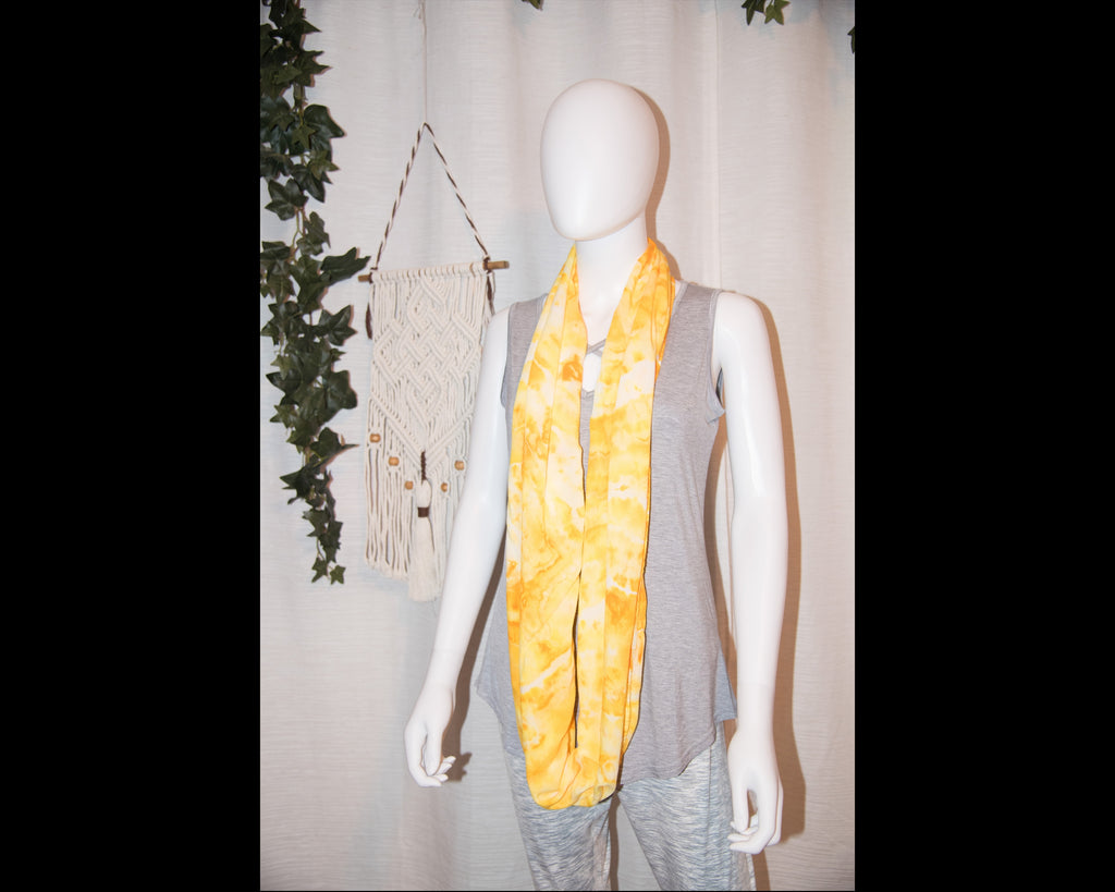 Circular Rayon Infinity Scarf - Yellow, Orange