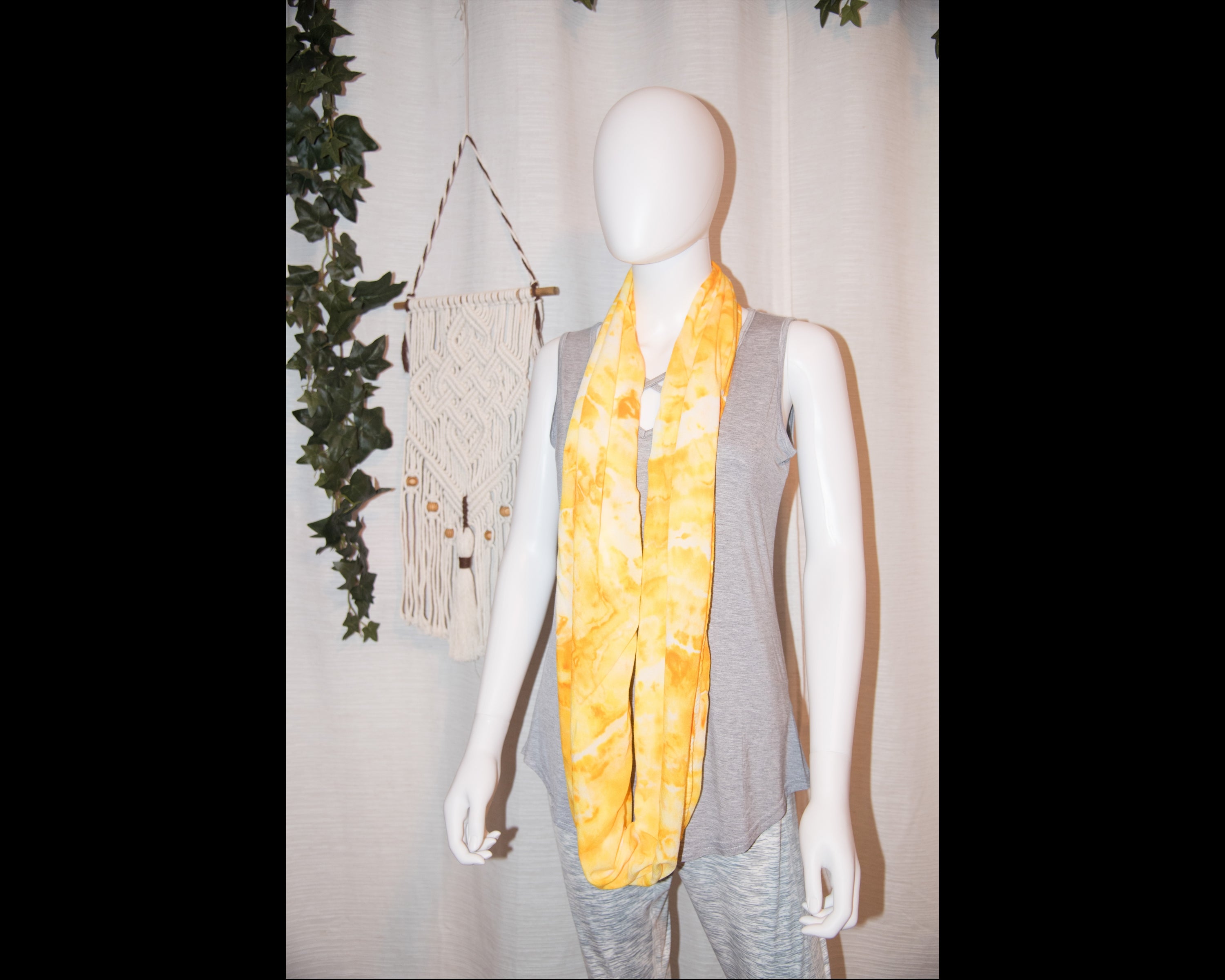 Circular Rayon Infinity Scarf - Yellow, Orange