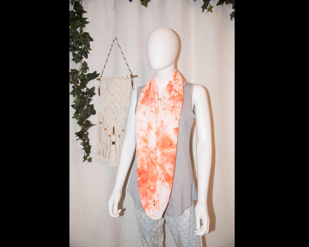 Circular Rayon Infinity Scarf - Peach, Orange
