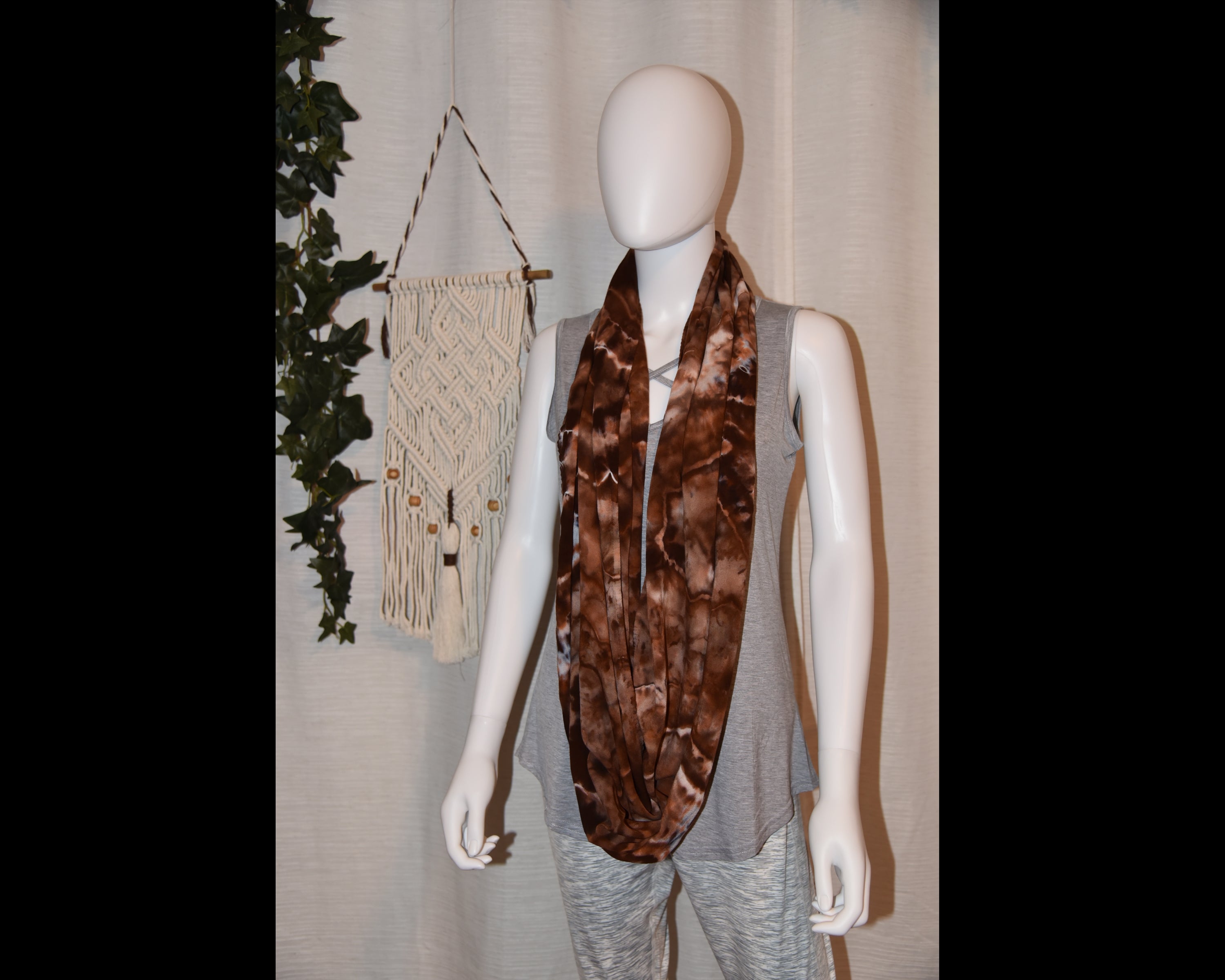 Circular Rayon Infinity Scarf - Brown