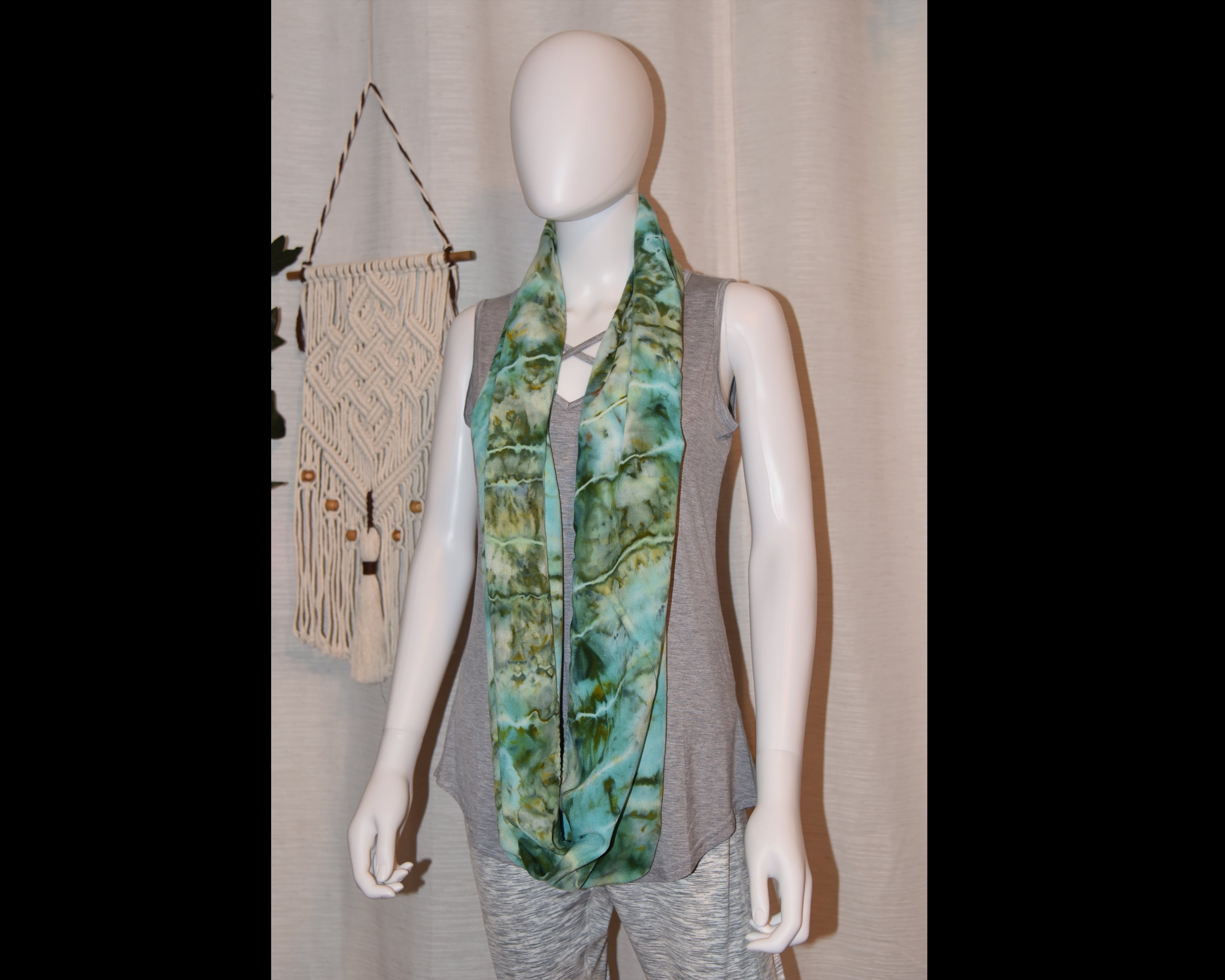 Circular Rayon Infinity Scarf - Greens & Blues