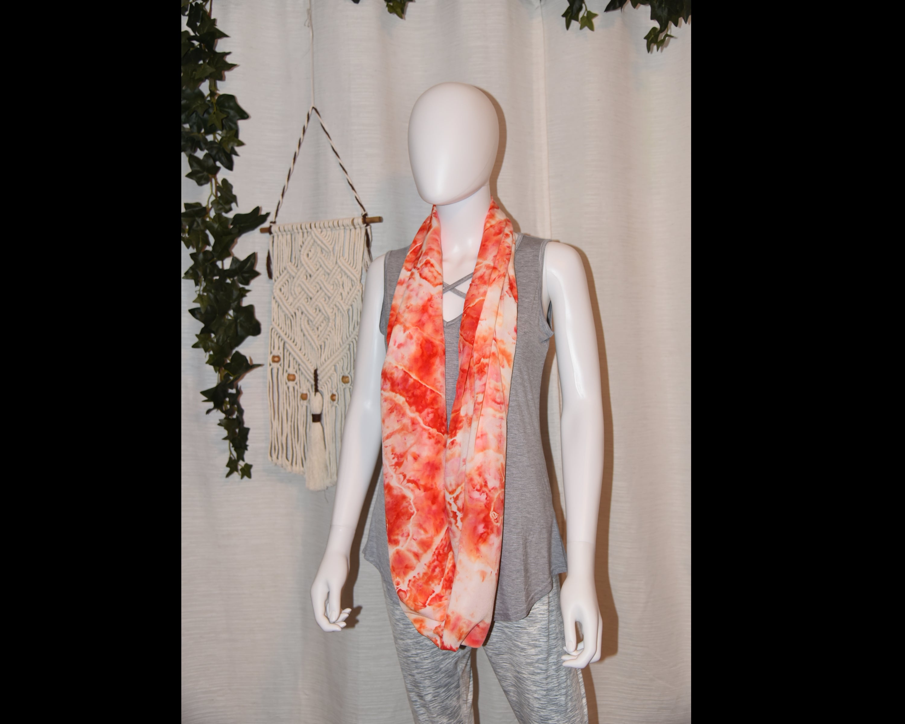 Circular Rayon Infinity Scarf - Coral