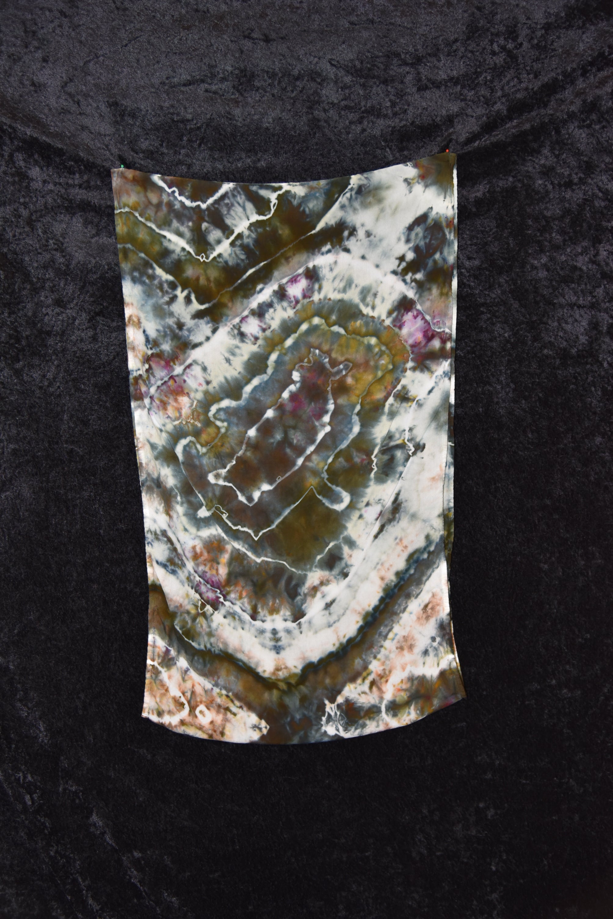 Circular Rayon Infinity Scarf - Dark Earth Tones (Gray, Purple, Green)