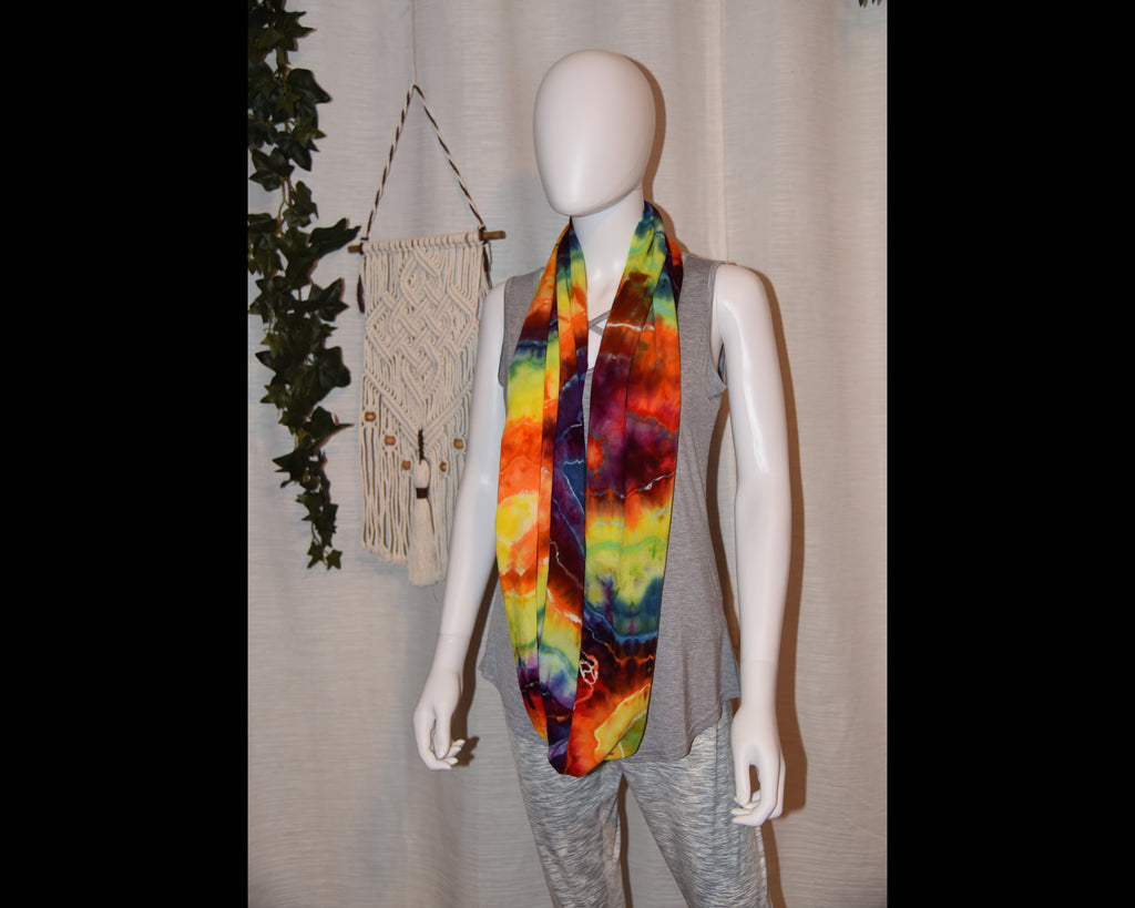 Circular Rayon Infinity Scarf - Rainbow Geode