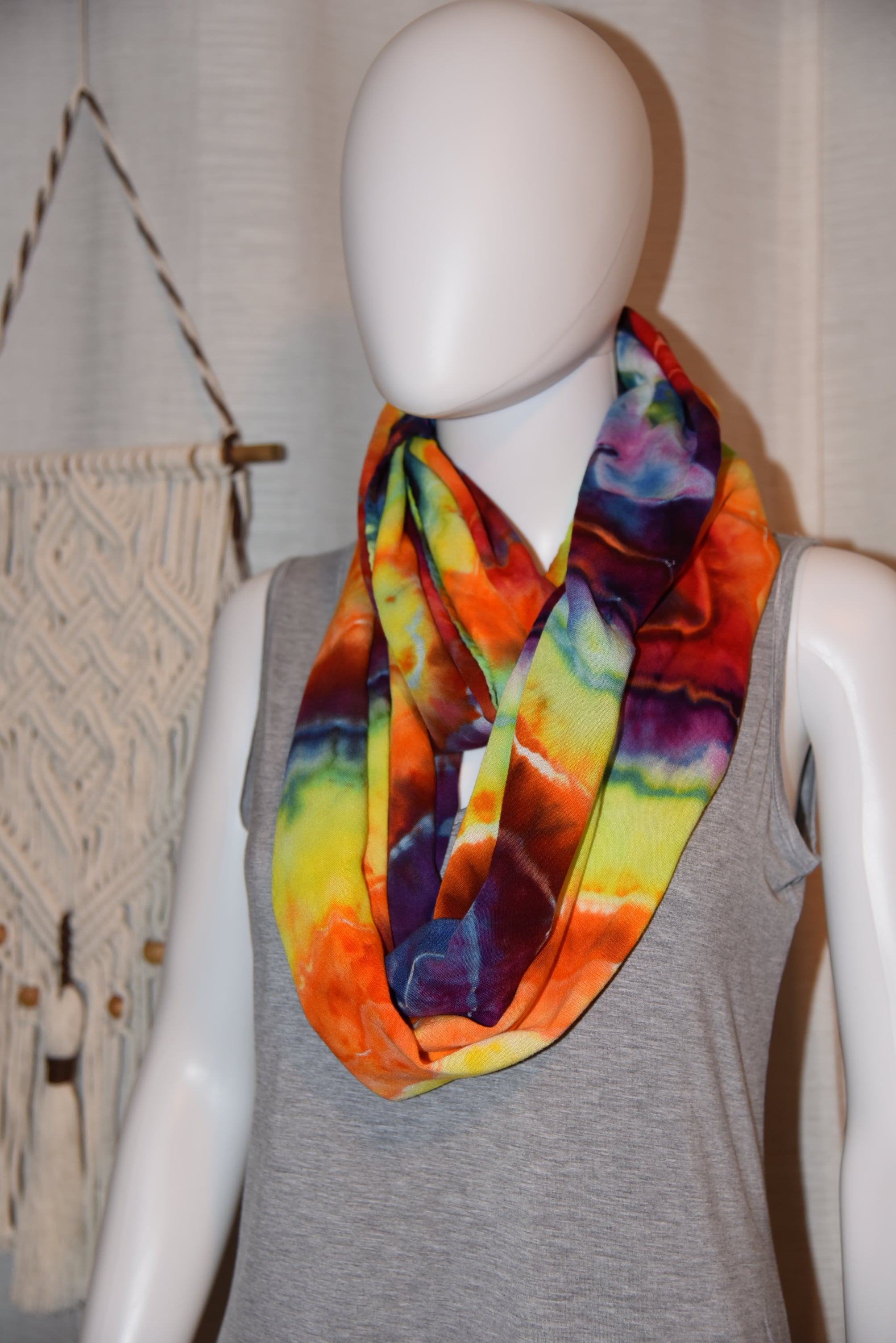 Circular Rayon Infinity Scarf - Rainbow Geode
