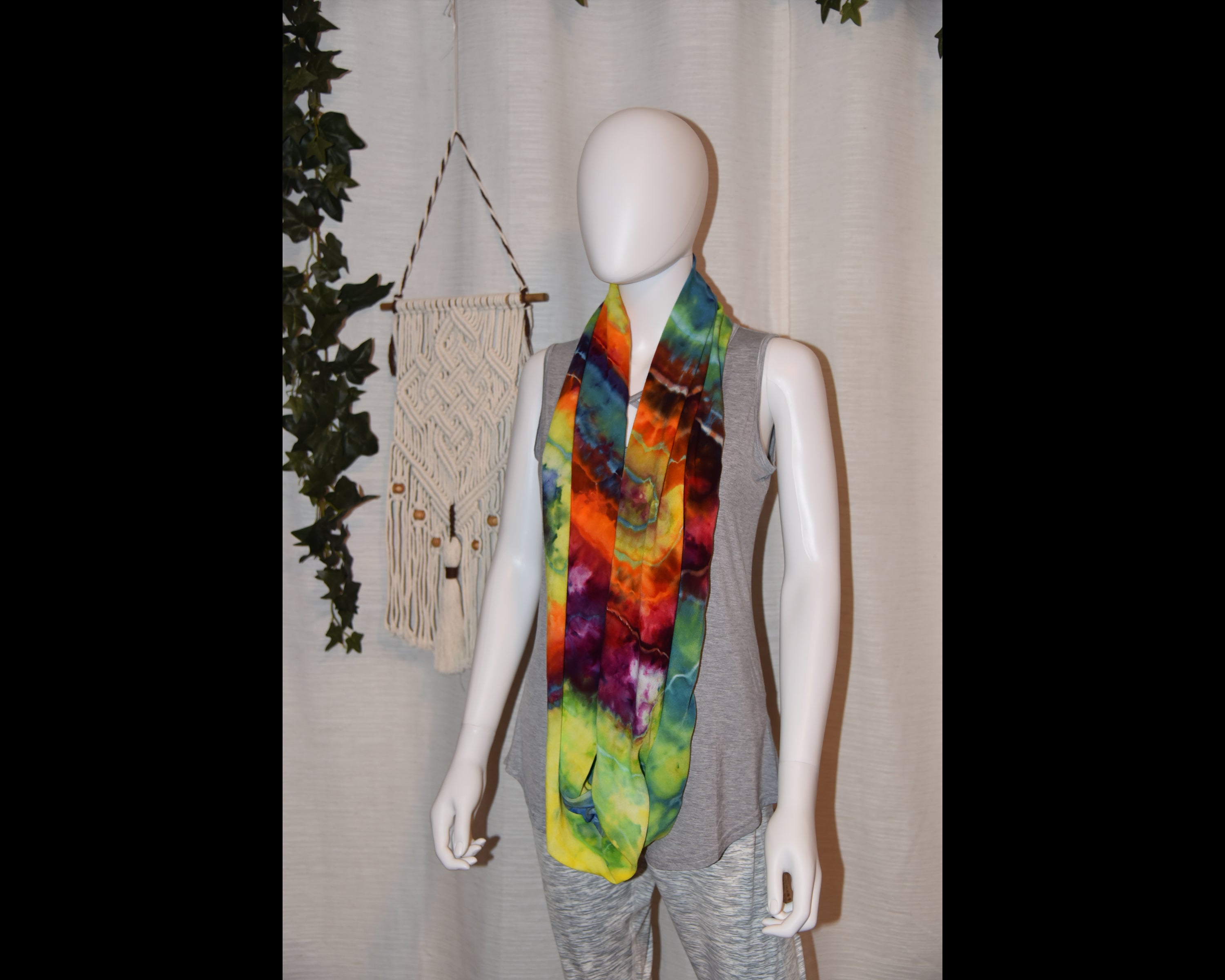 Circular Rayon Infinity Scarf - Rainbow Geode