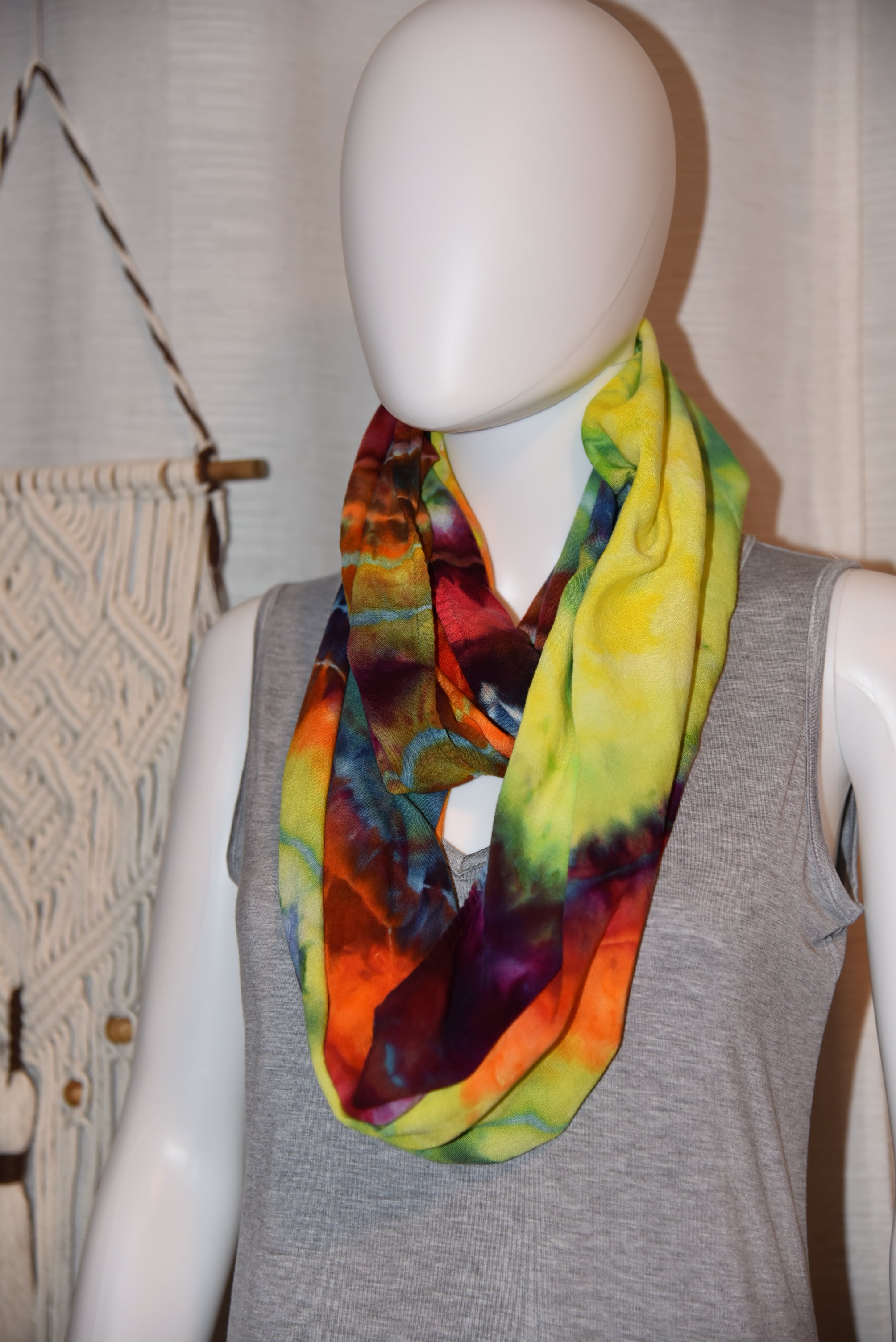 Circular Rayon Infinity Scarf - Rainbow Geode