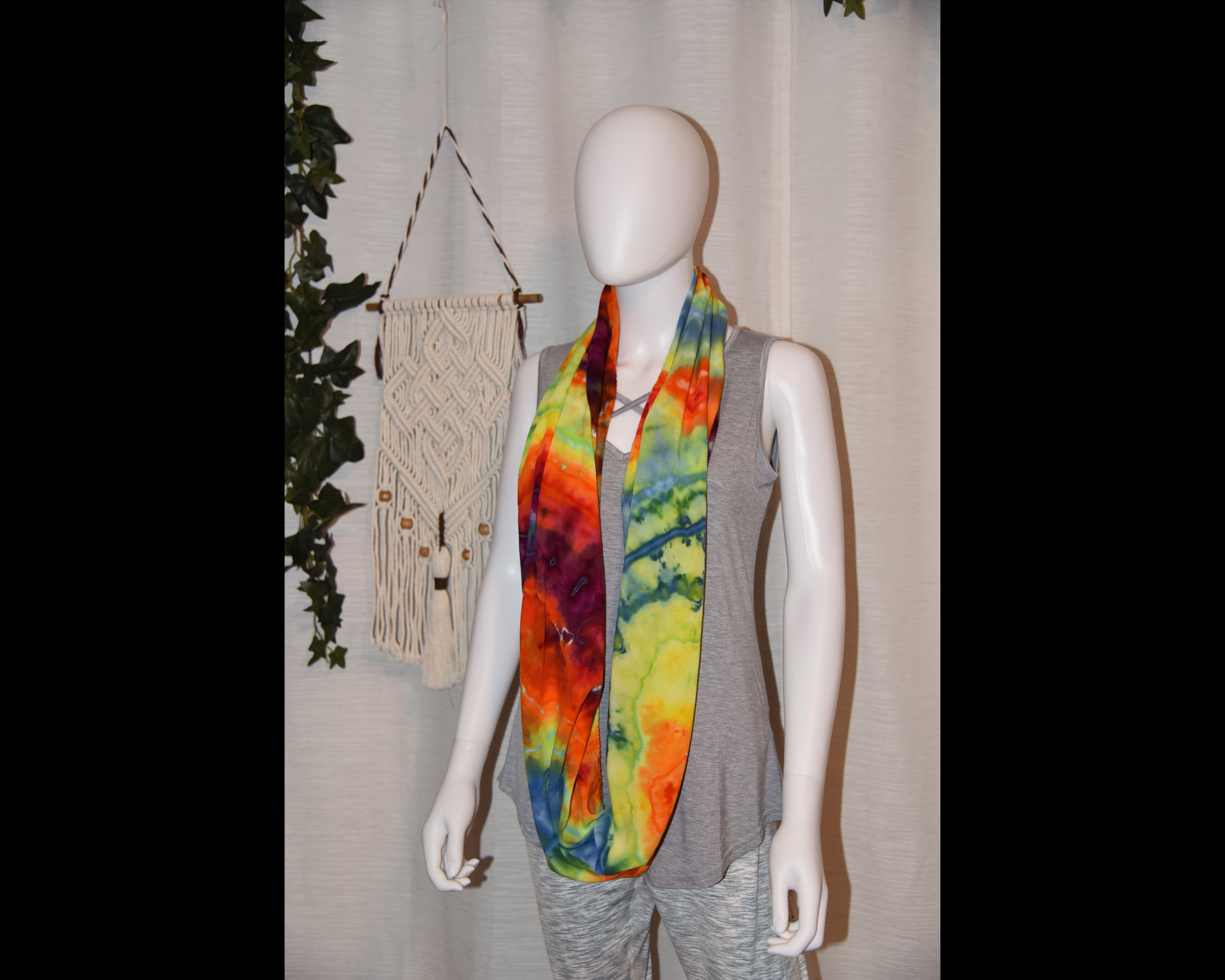 Circular Rayon Infinity Scarf - Rainbow Geode