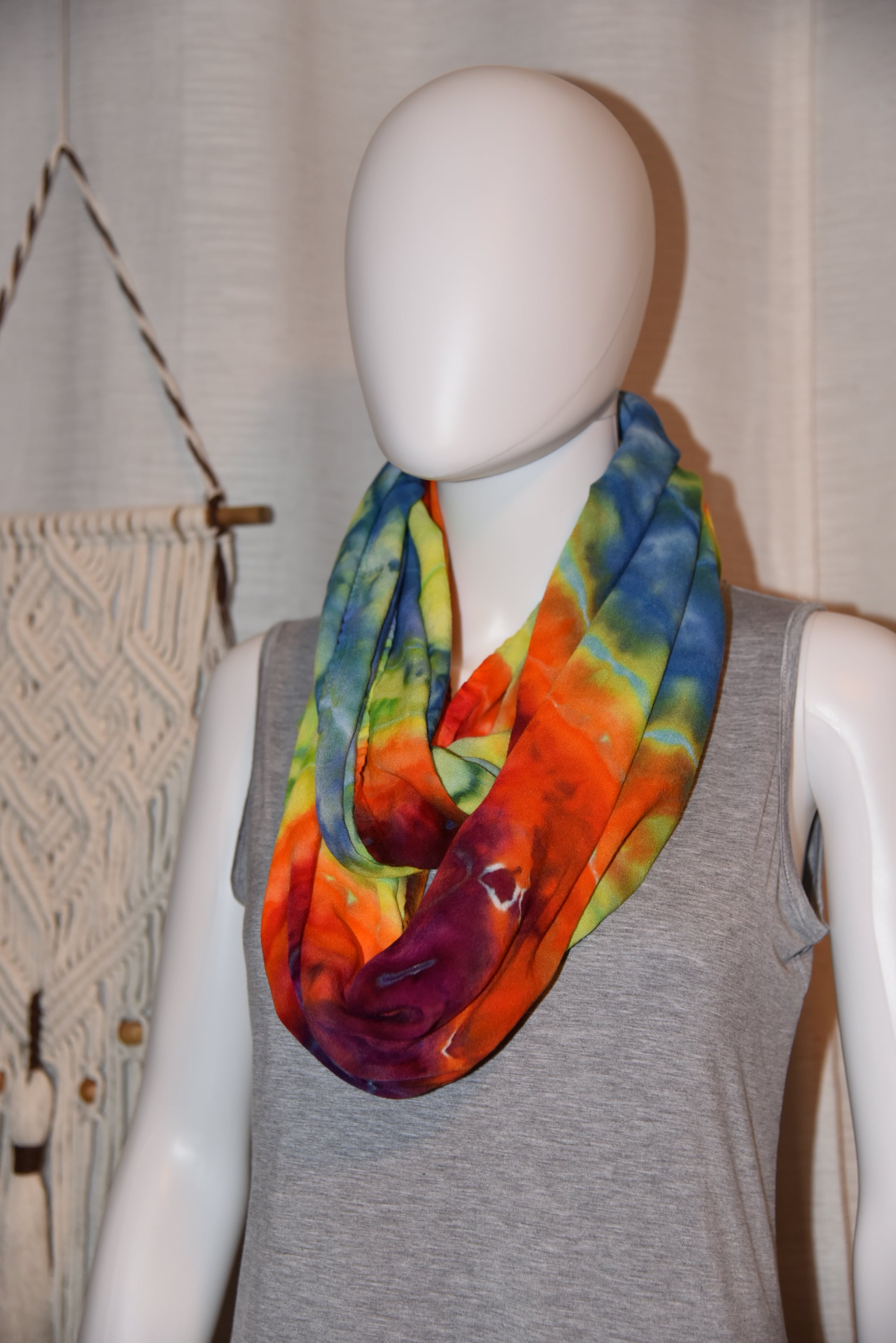 Circular Rayon Infinity Scarf - Rainbow Geode