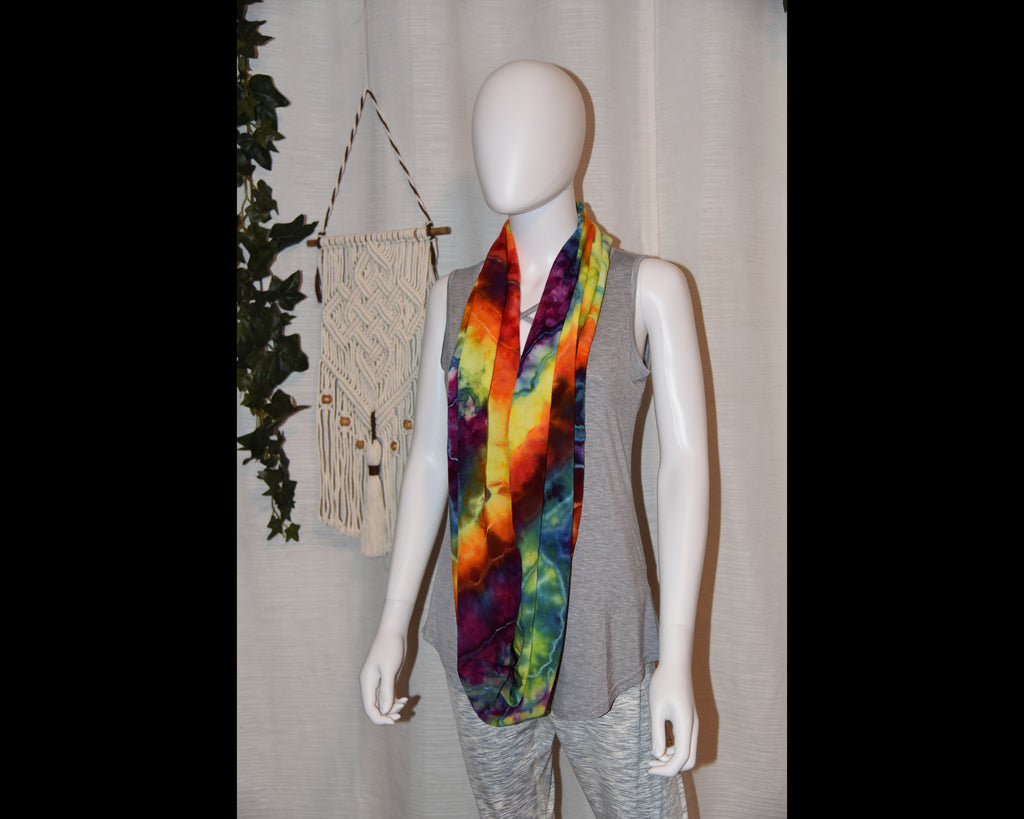 Circular Rayon Infinity Scarf - Rainbow Geode